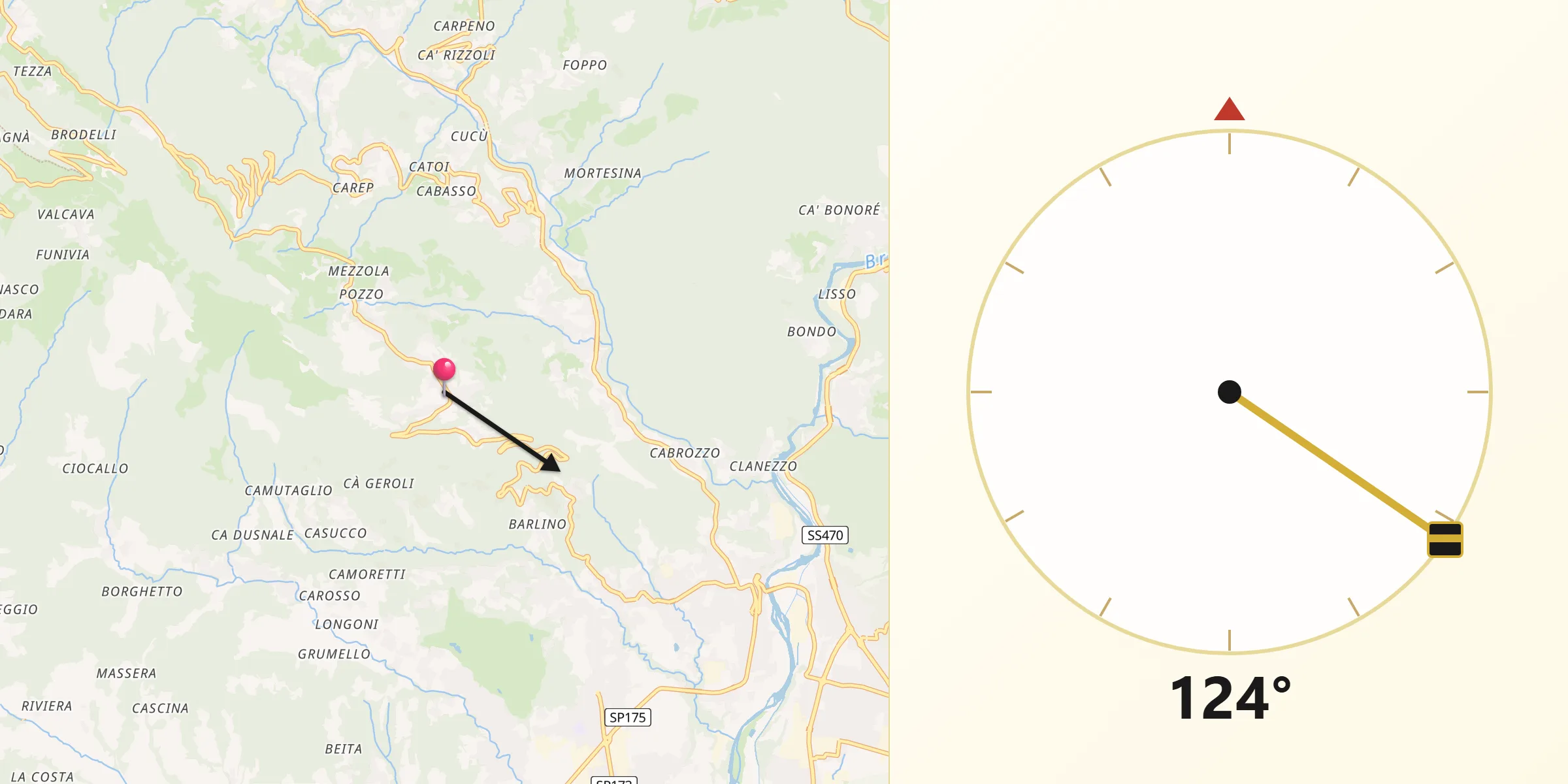 Direzione della Qibla da Roncola