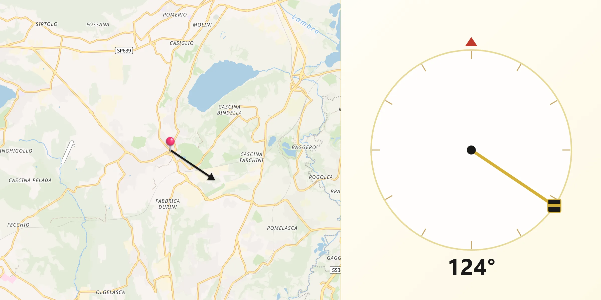 Direzione della Qibla da Anzano del Parco