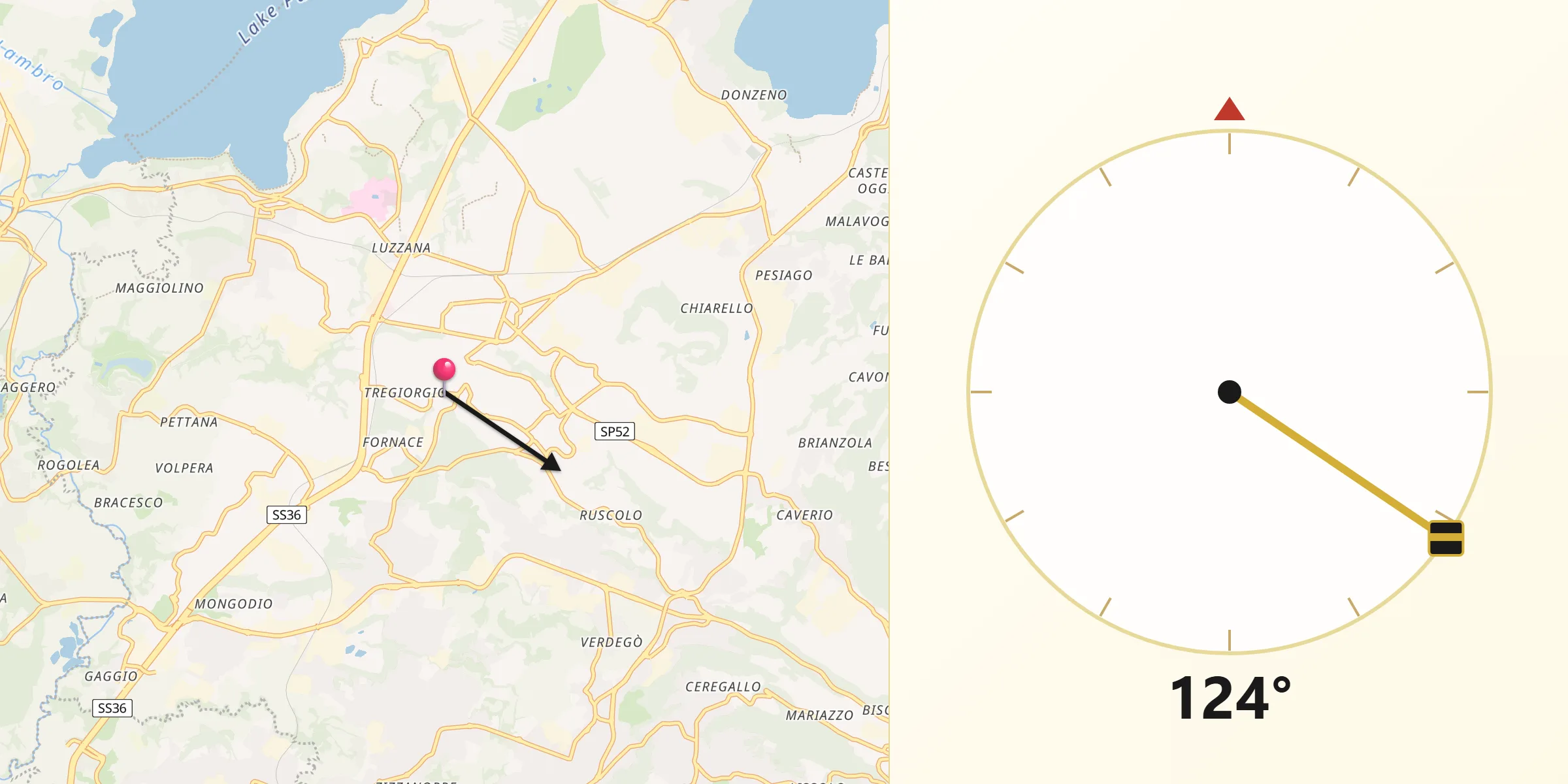 Direzione della Qibla da Garbagnate
