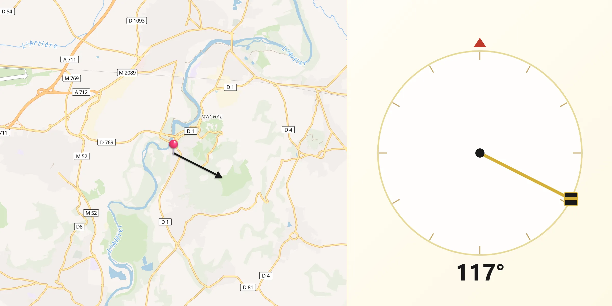Direction vers la Qibla depuis Dallet
