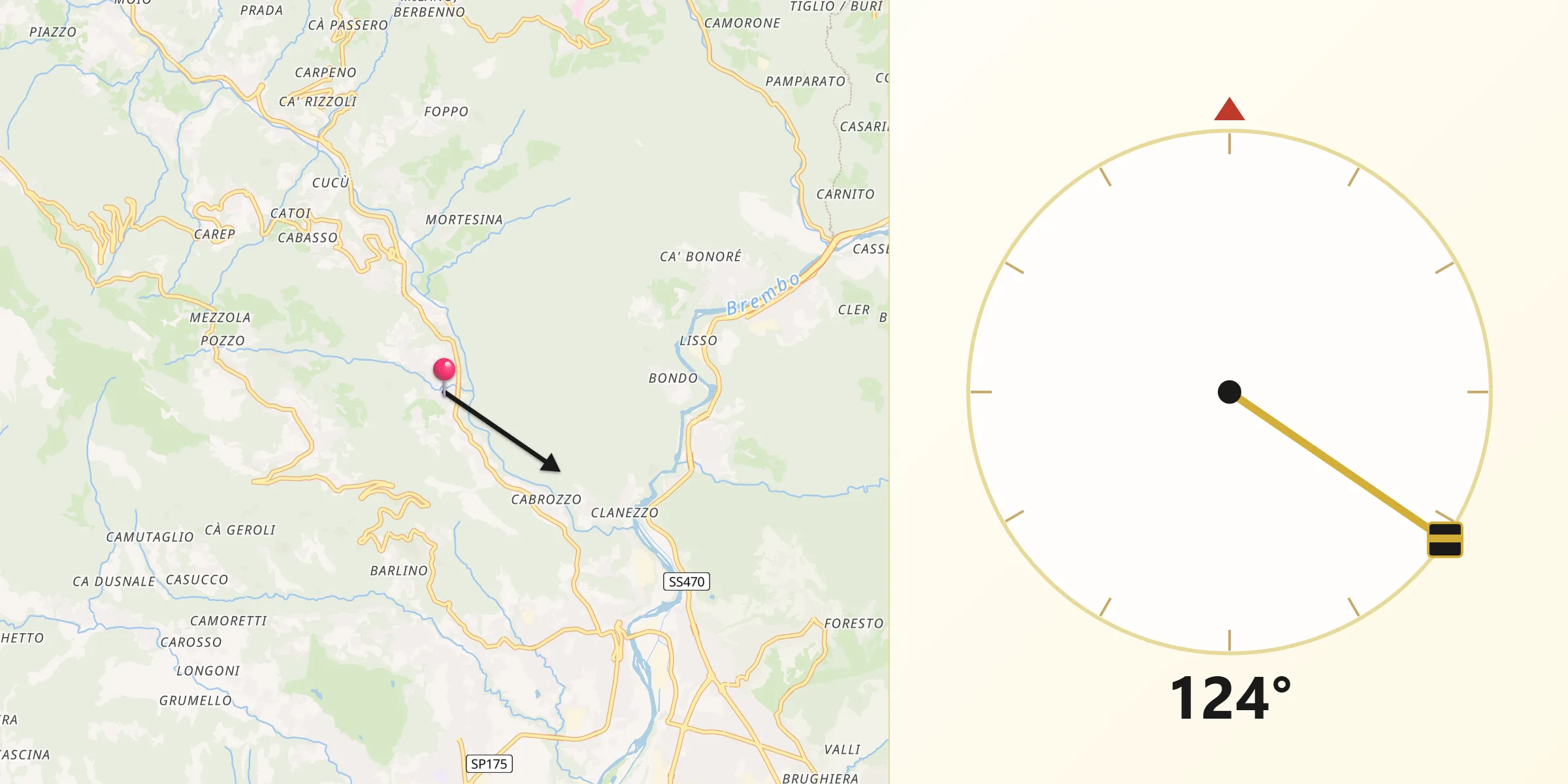 Direzione della Qibla da Strozza