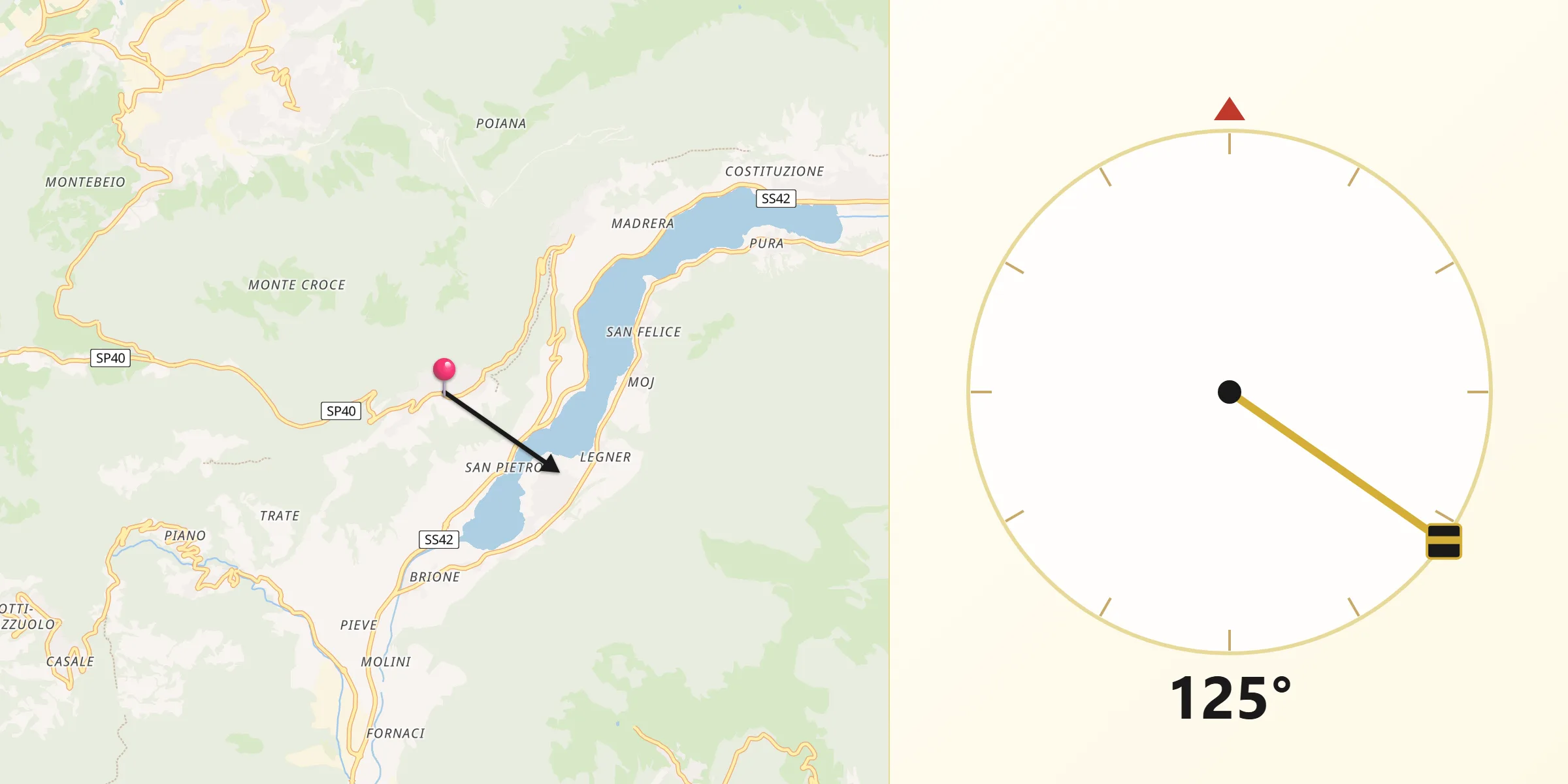 Direzione della Qibla da Bianzano