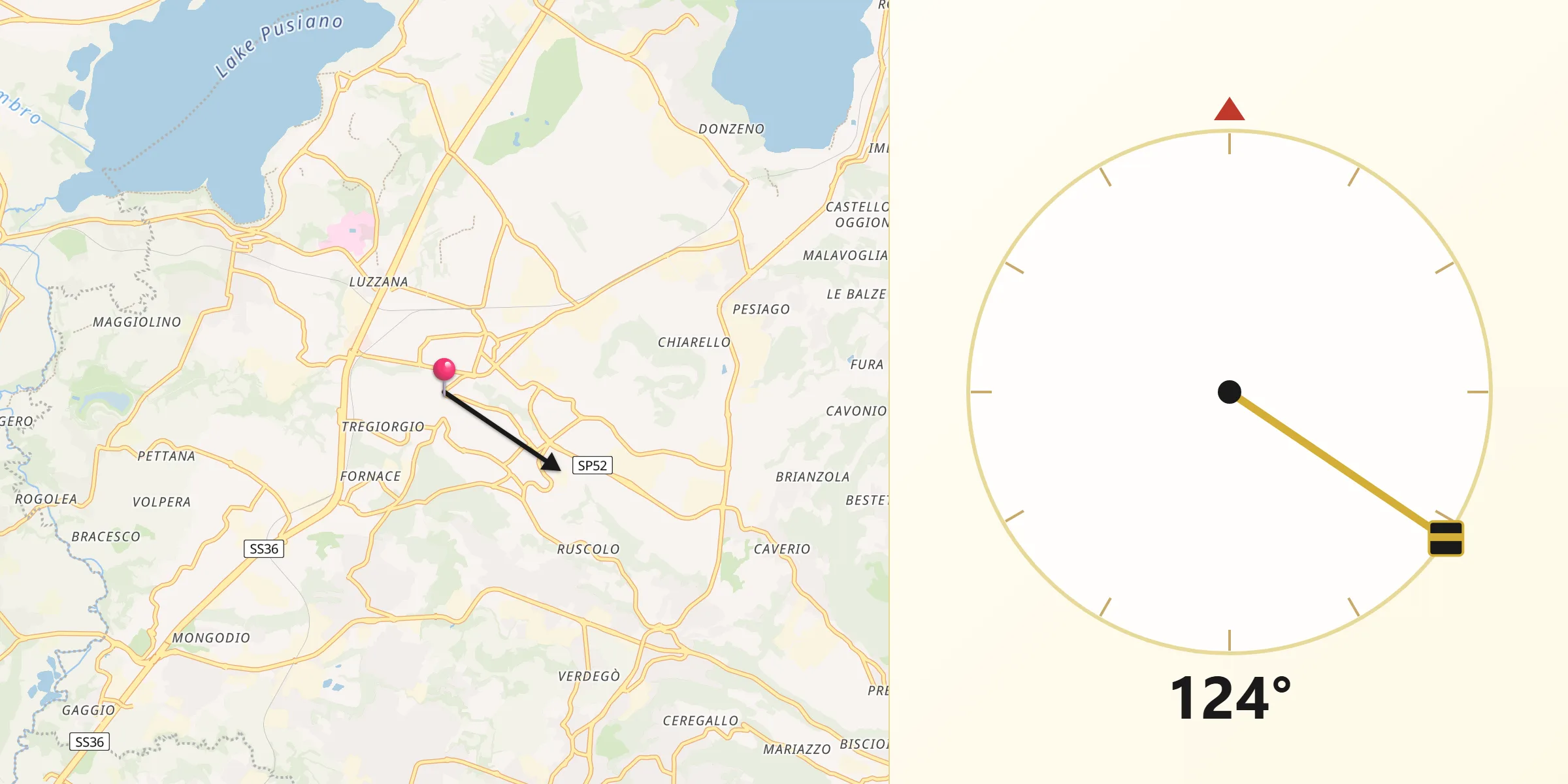 Direzione della Qibla da Garbagnate Monastero