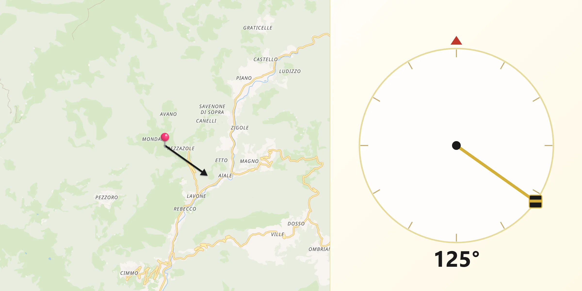 Direzione della Qibla da Stravignino