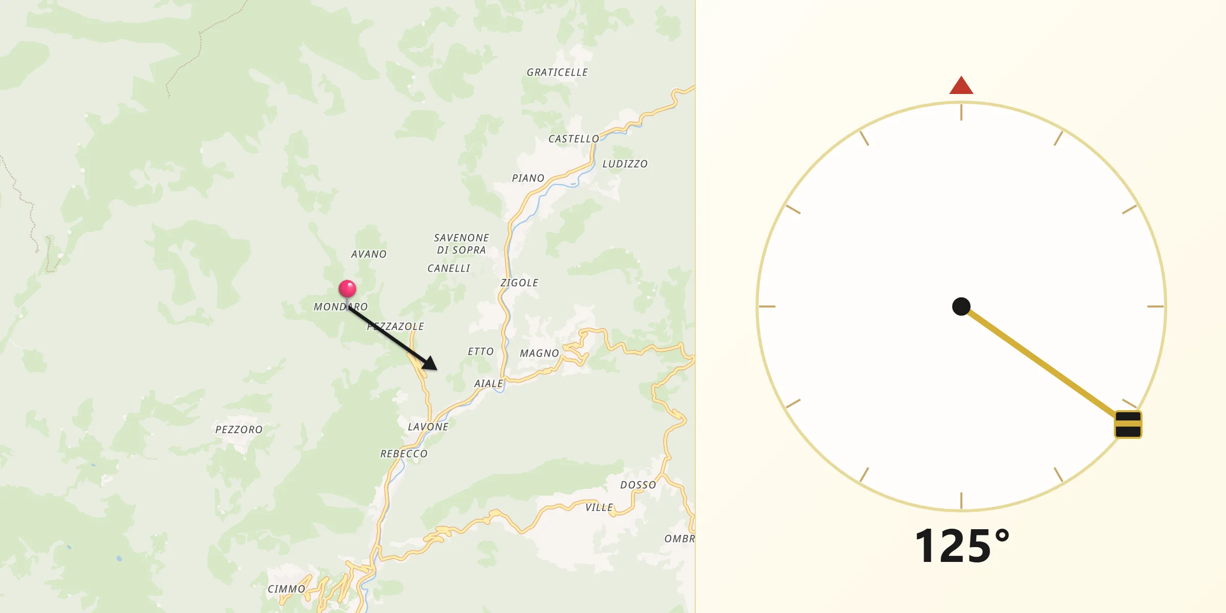 Direzione della Qibla da Pezzaze