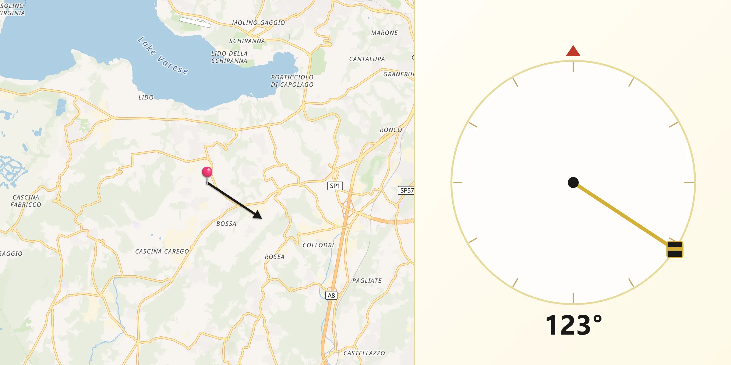 Direzione della Qibla da Daverio