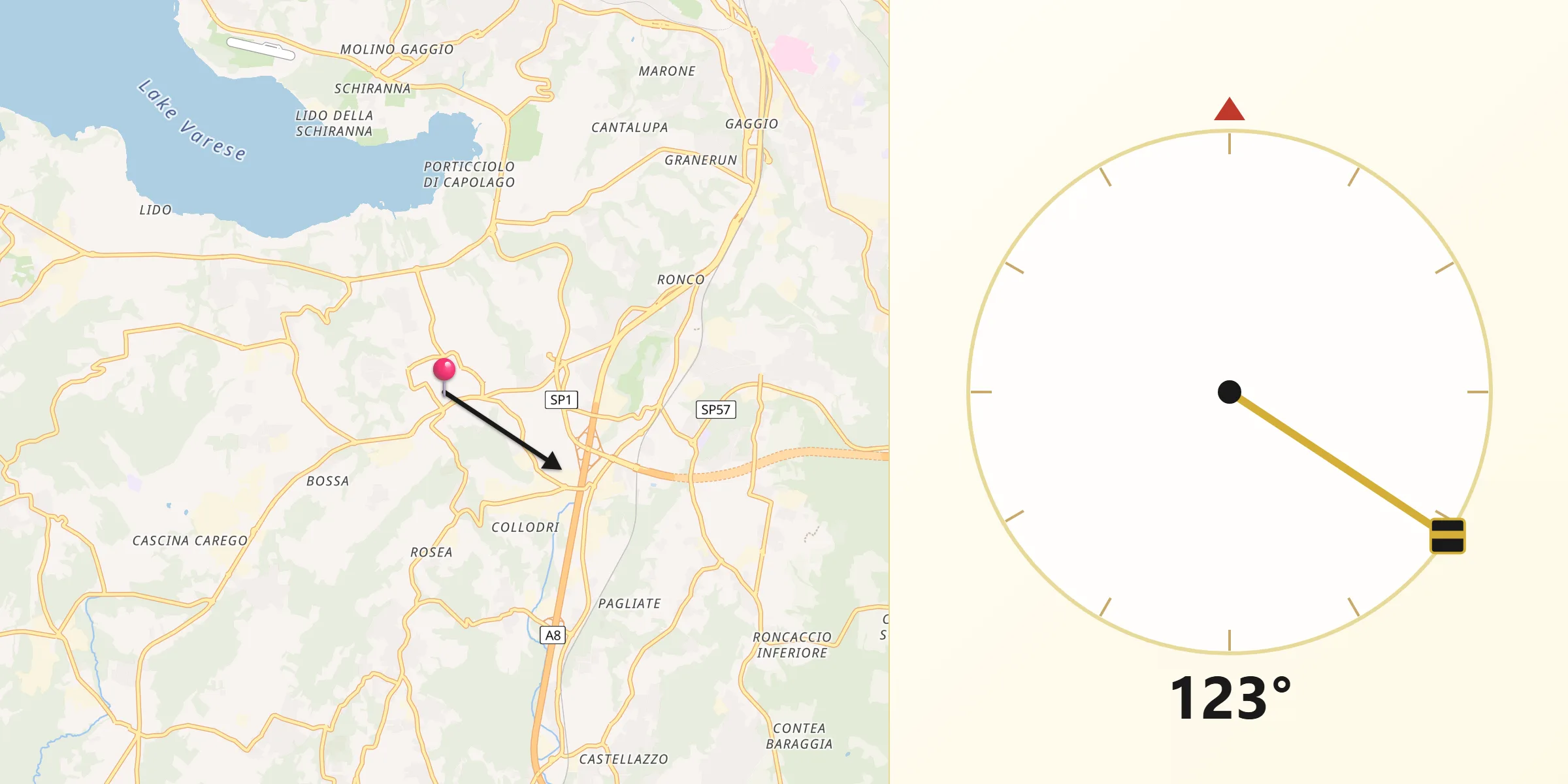 Direzione della Qibla da Azzate