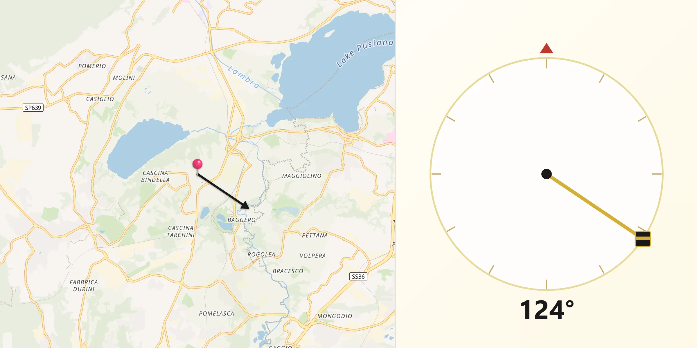 Direzione della Qibla da Nobile-Monguzzo
