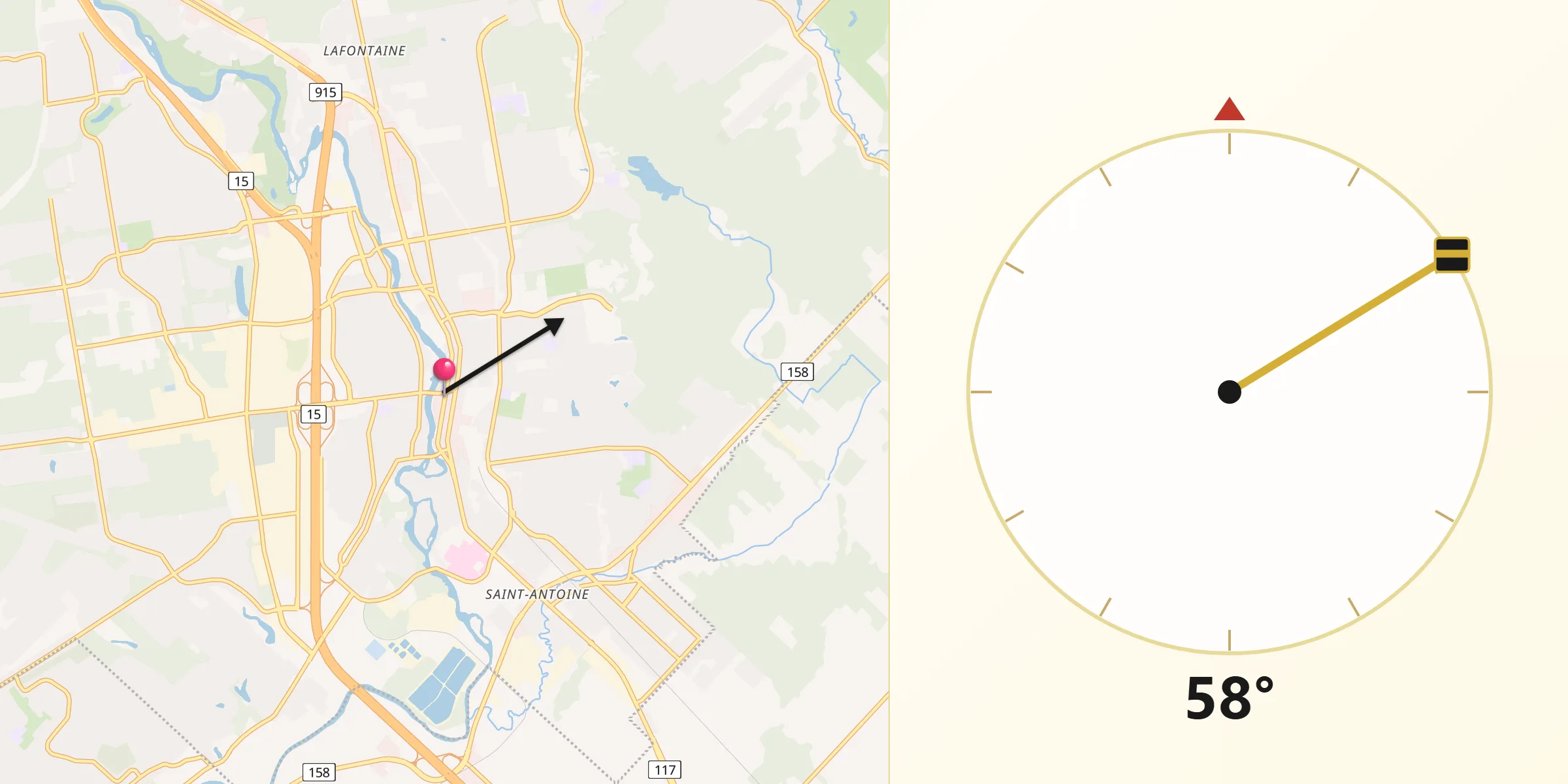 Qibla Direction from Saint-Jérôme