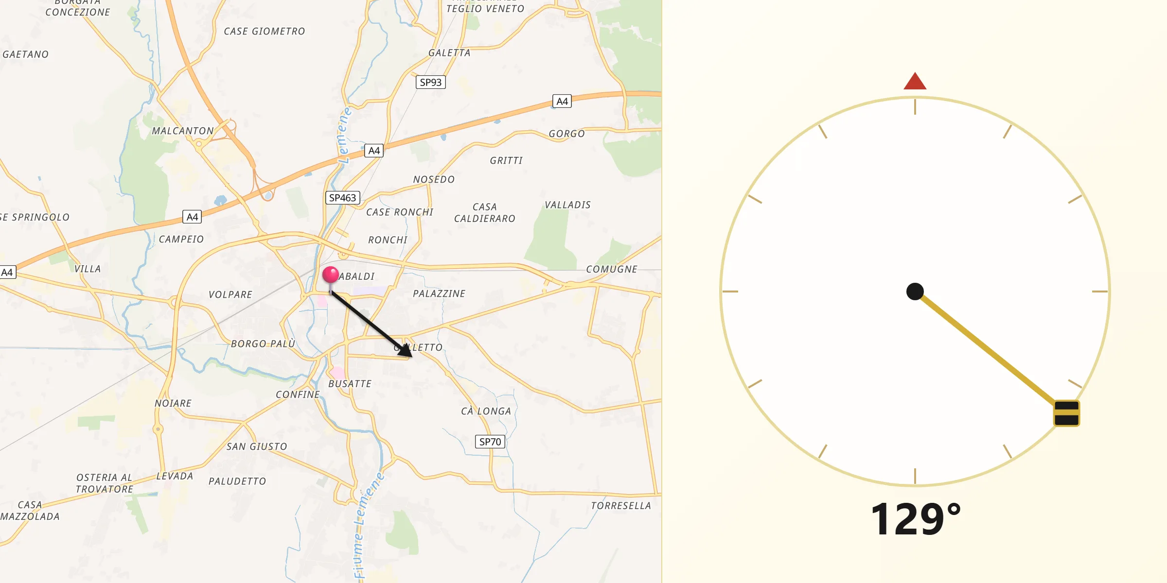 Direzione della Qibla da Portogruaro
