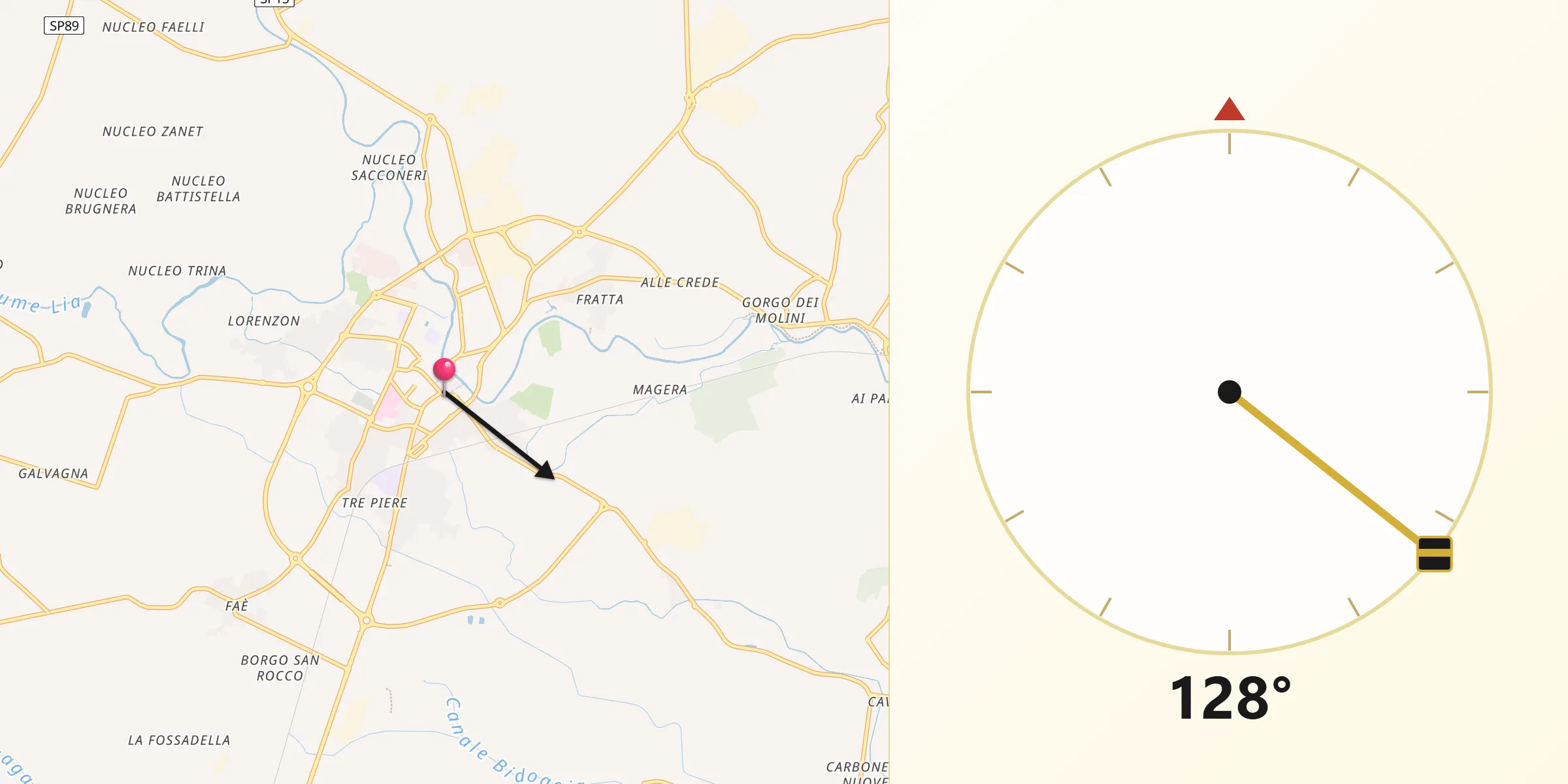 Direzione della Qibla da Oderzo