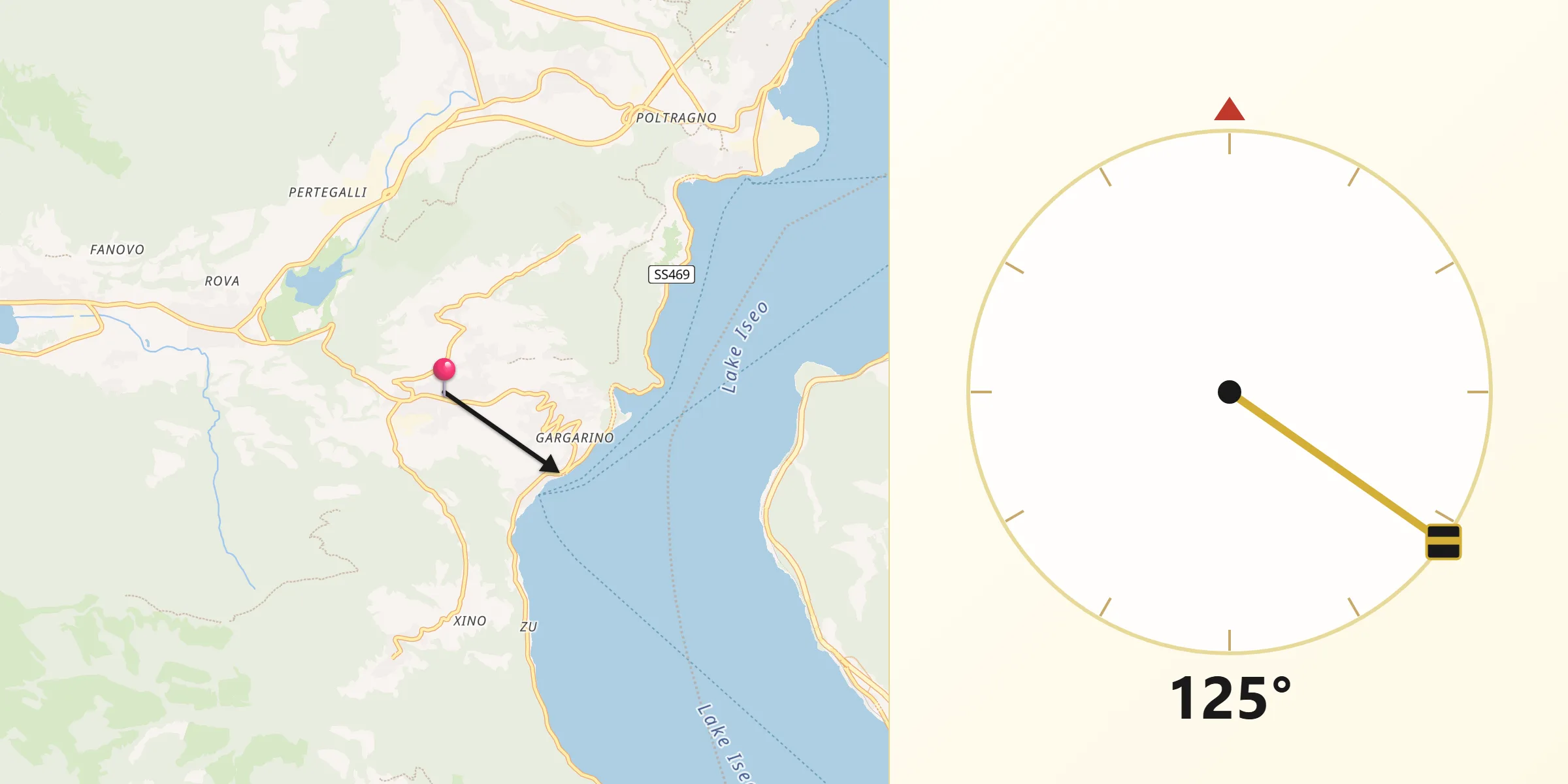 Direzione della Qibla da Solto Collina