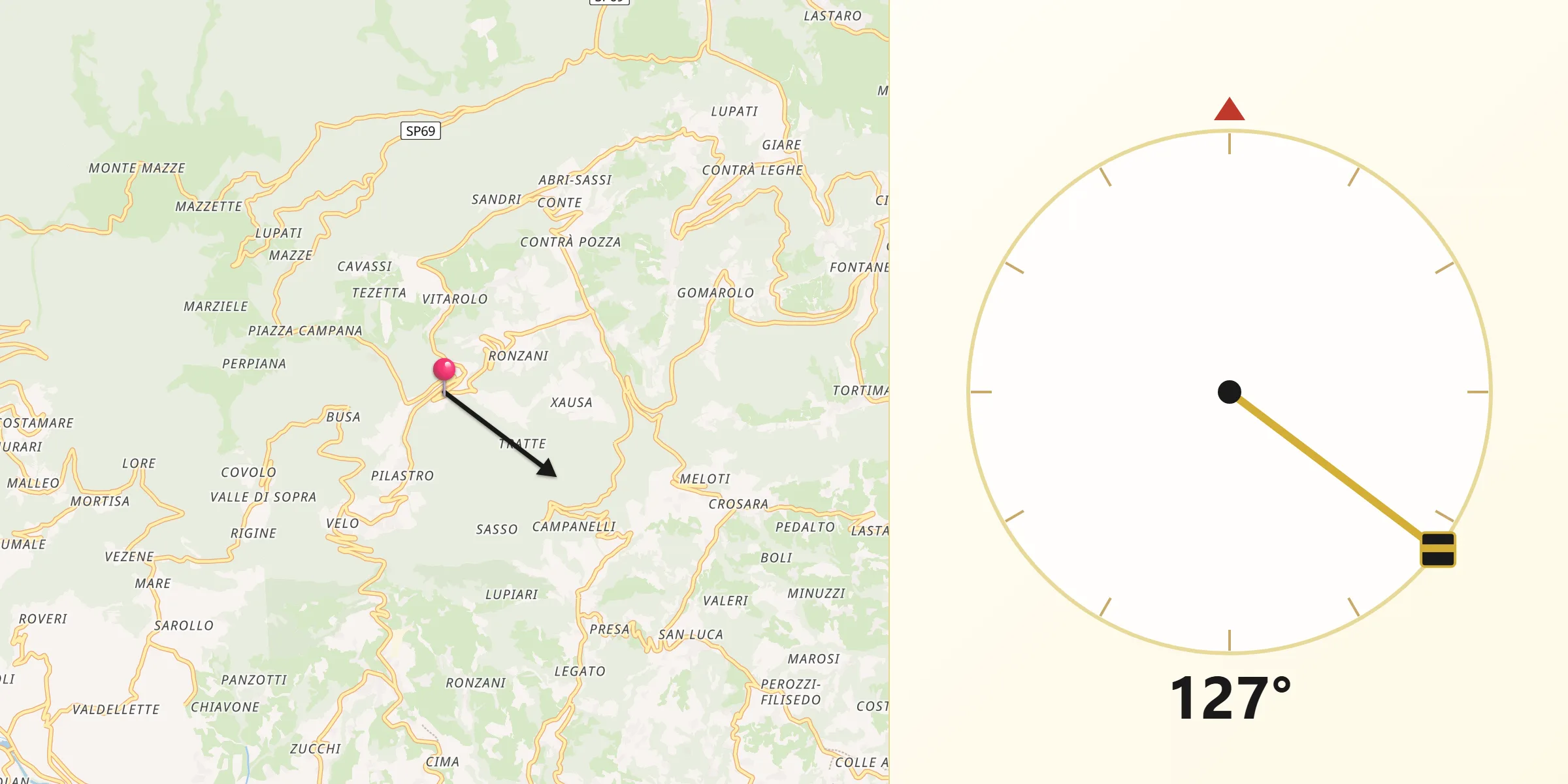 Direzione della Qibla da Lusiana
