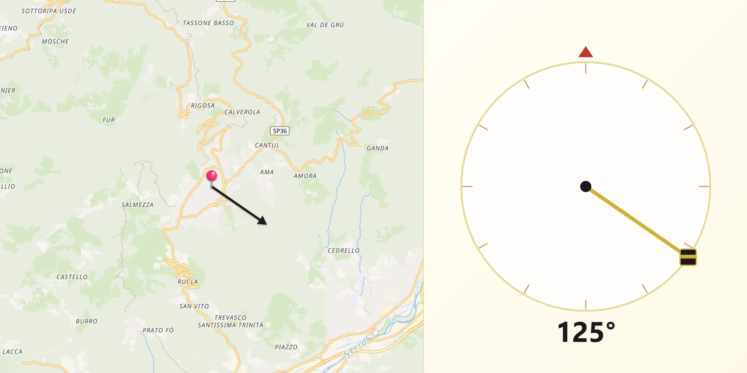Direzione della Qibla da Selvino