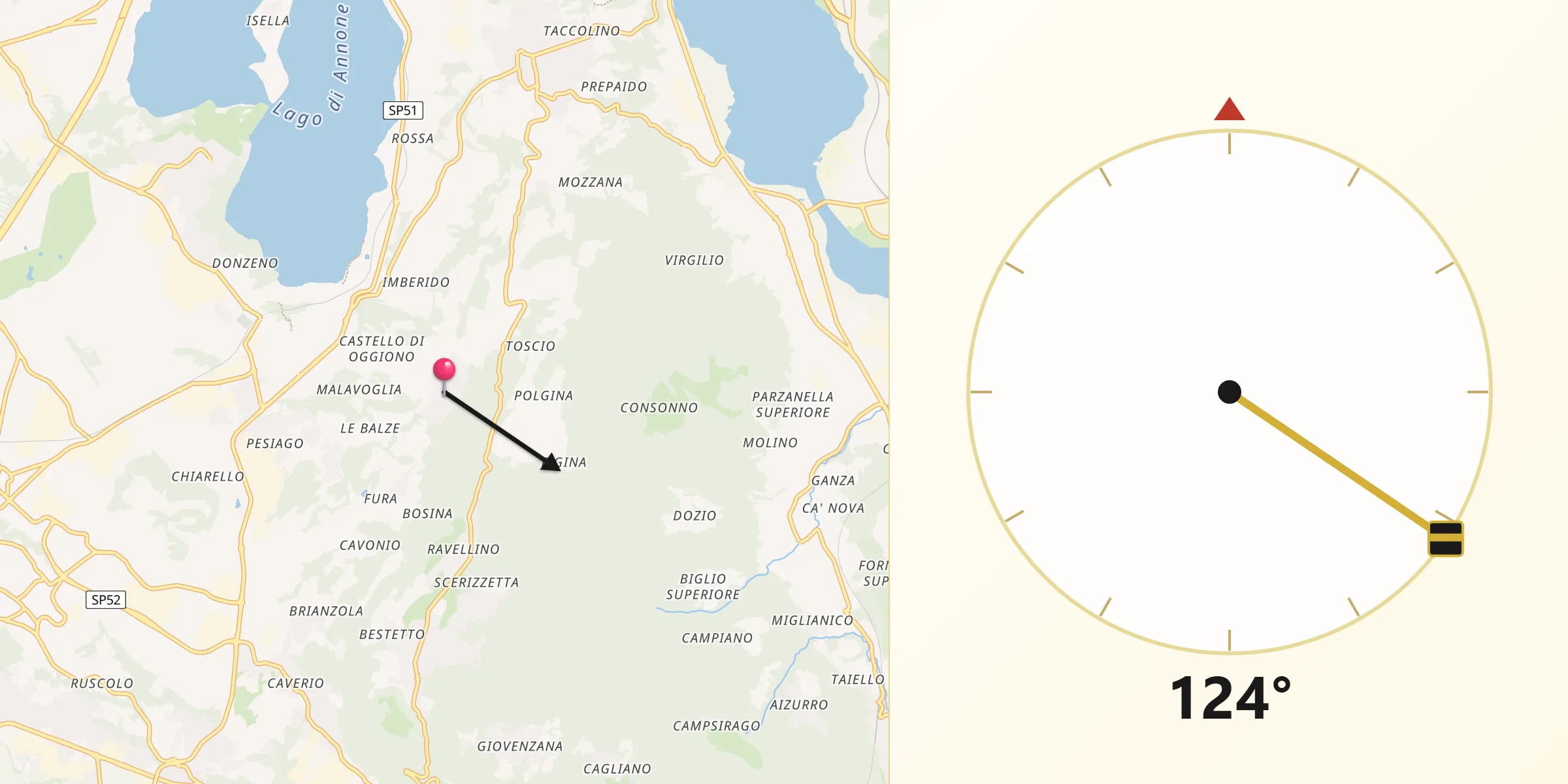 Direzione della Qibla da Ello