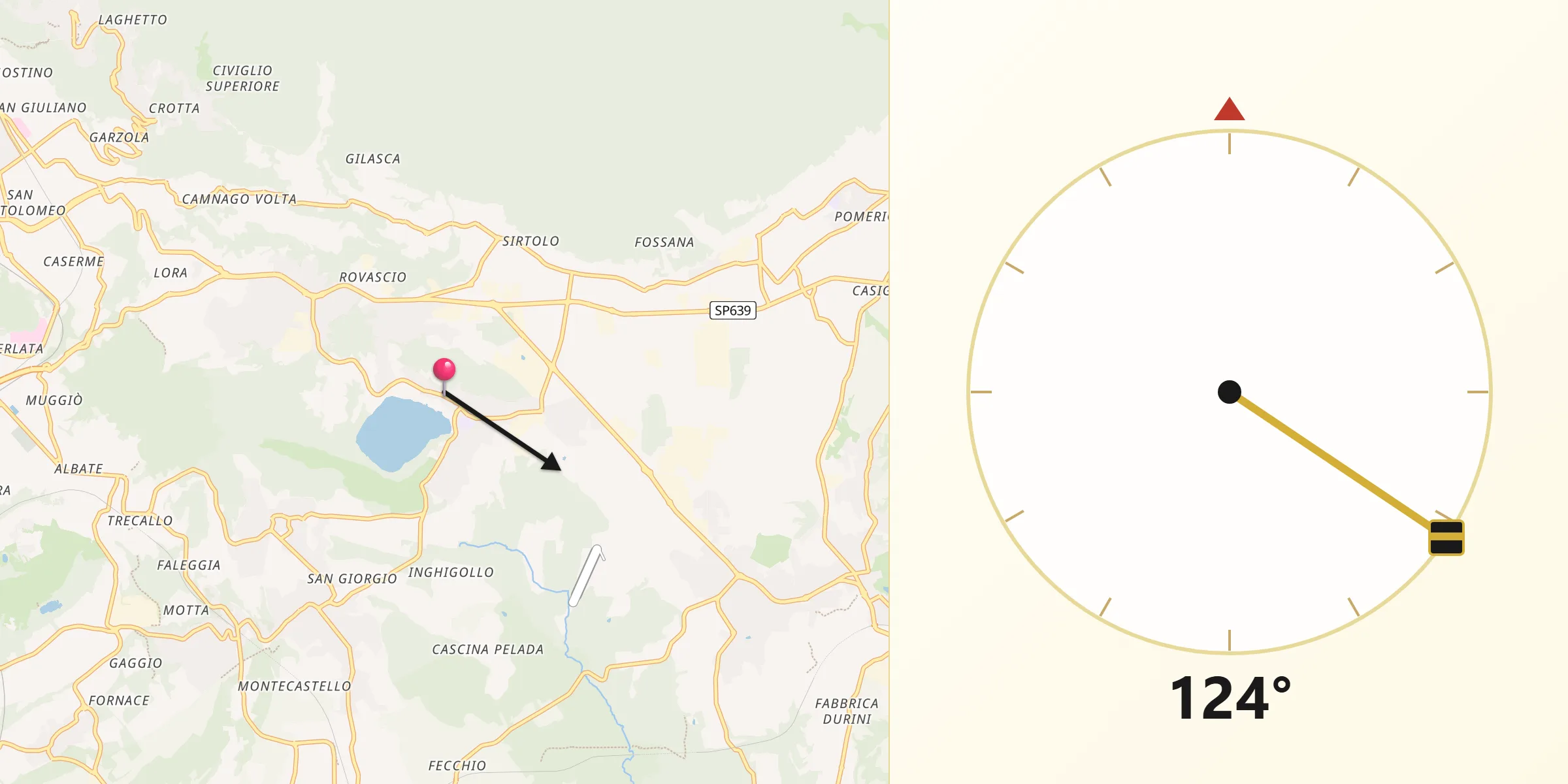 Direzione della Qibla da Montorfano