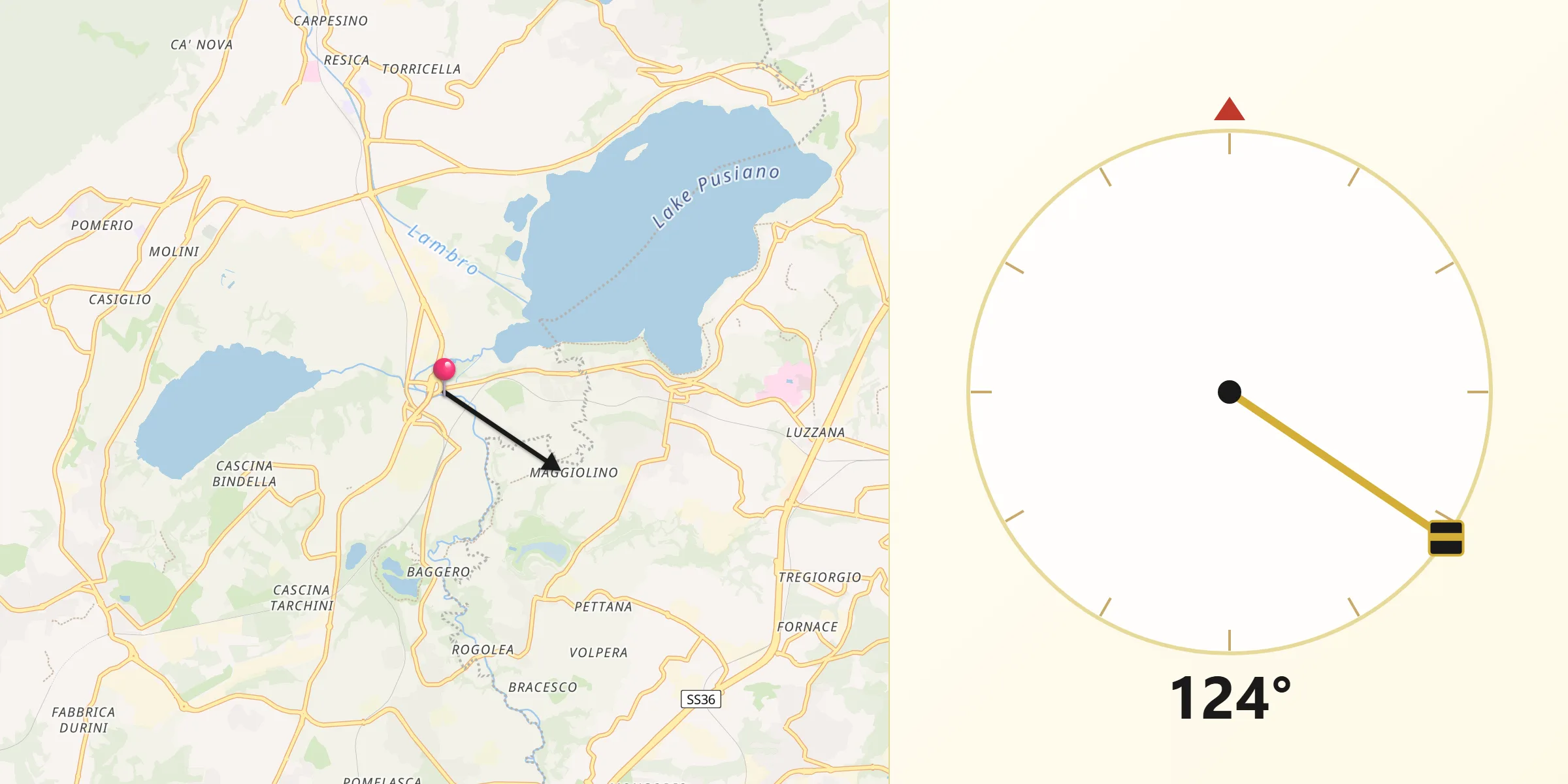 Direzione della Qibla da Merone