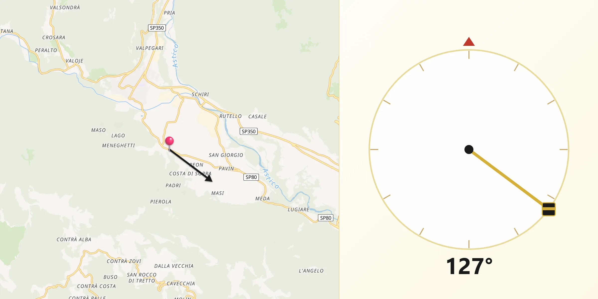 Direzione della Qibla da Velo d'Astico