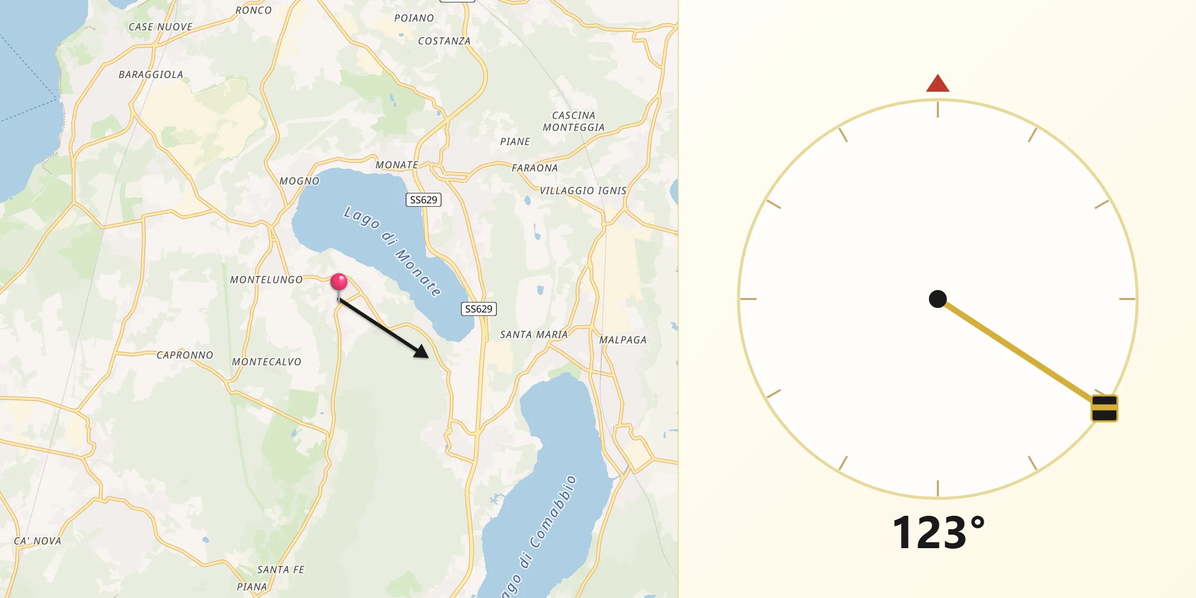 Direzione della Qibla da Osmate