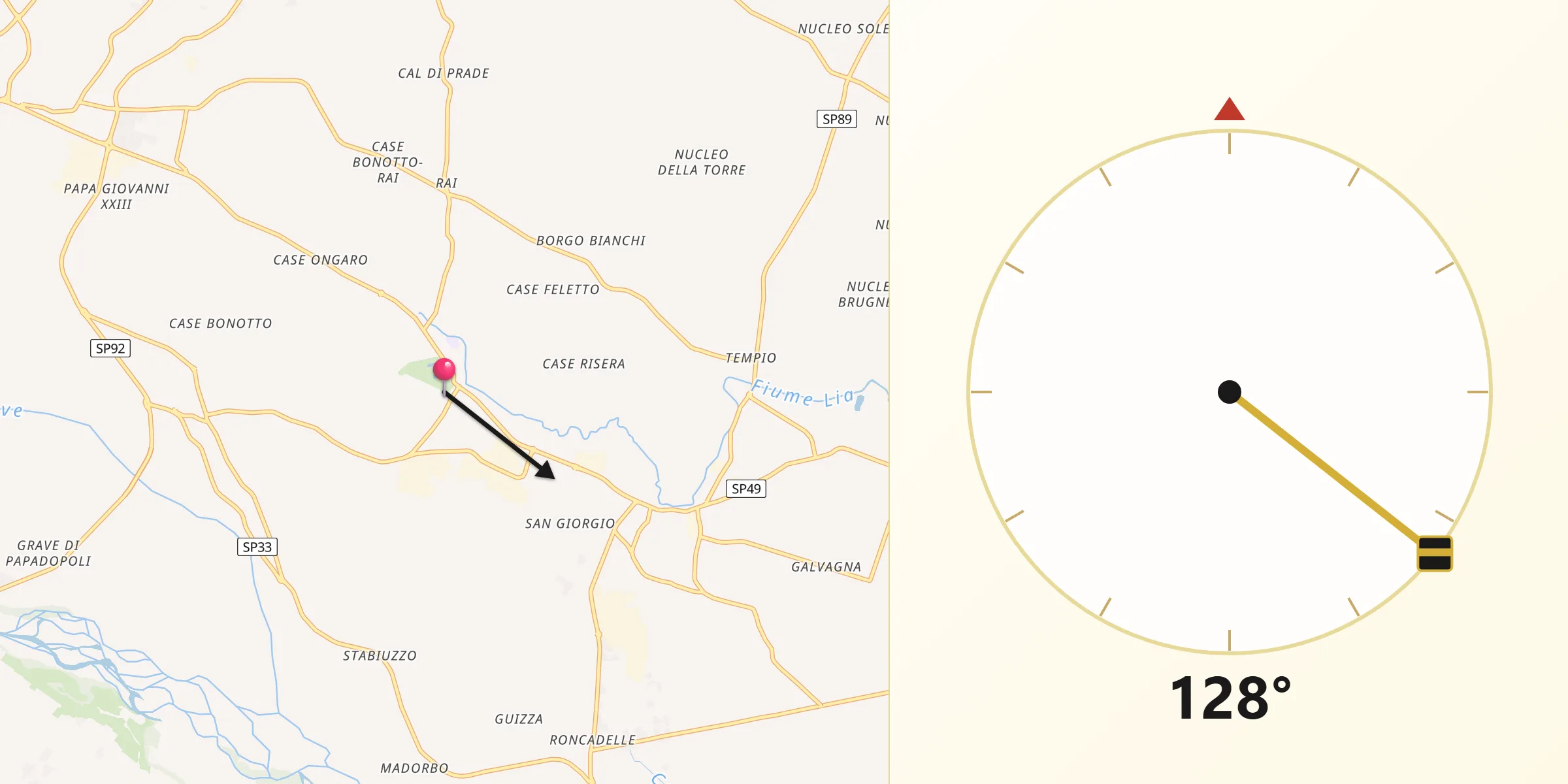 Direzione della Qibla da San Polo di Piave