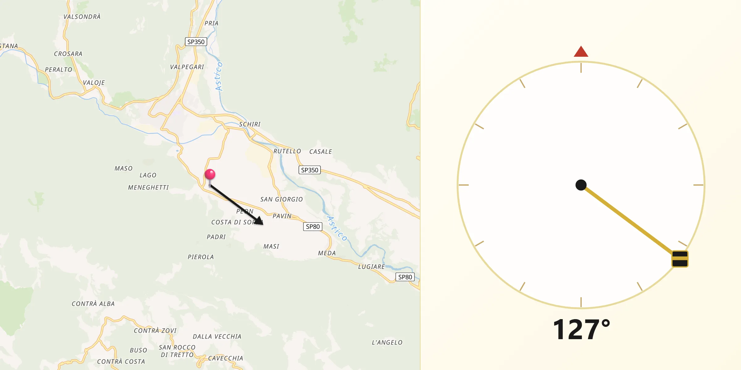 Direzione della Qibla da Velo