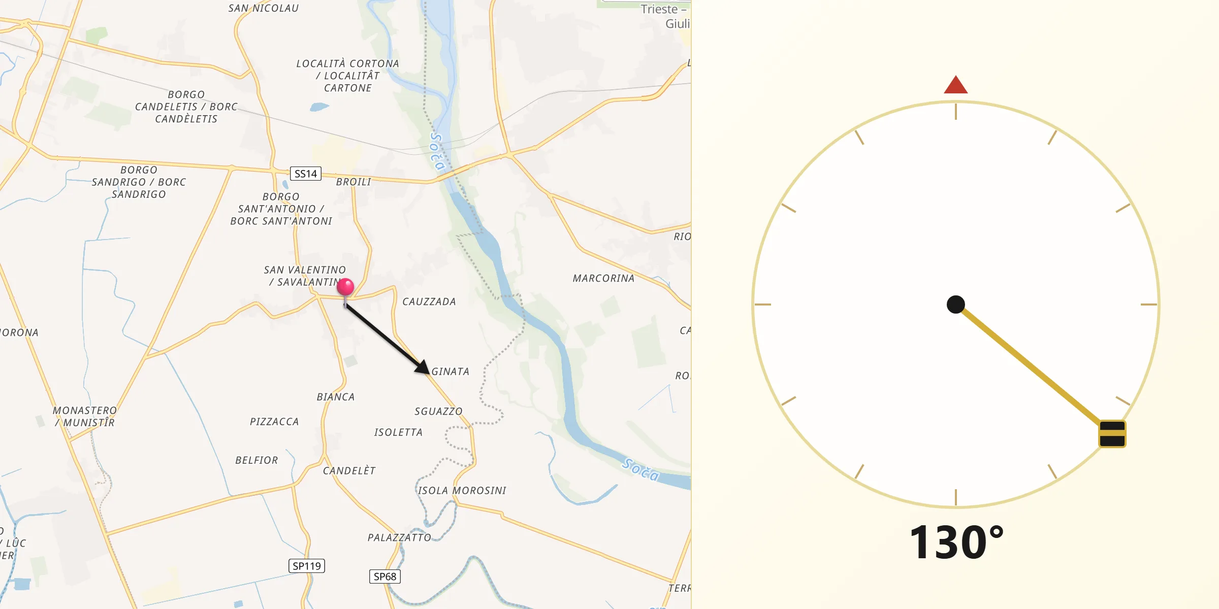 Direzione della Qibla da San Valentino