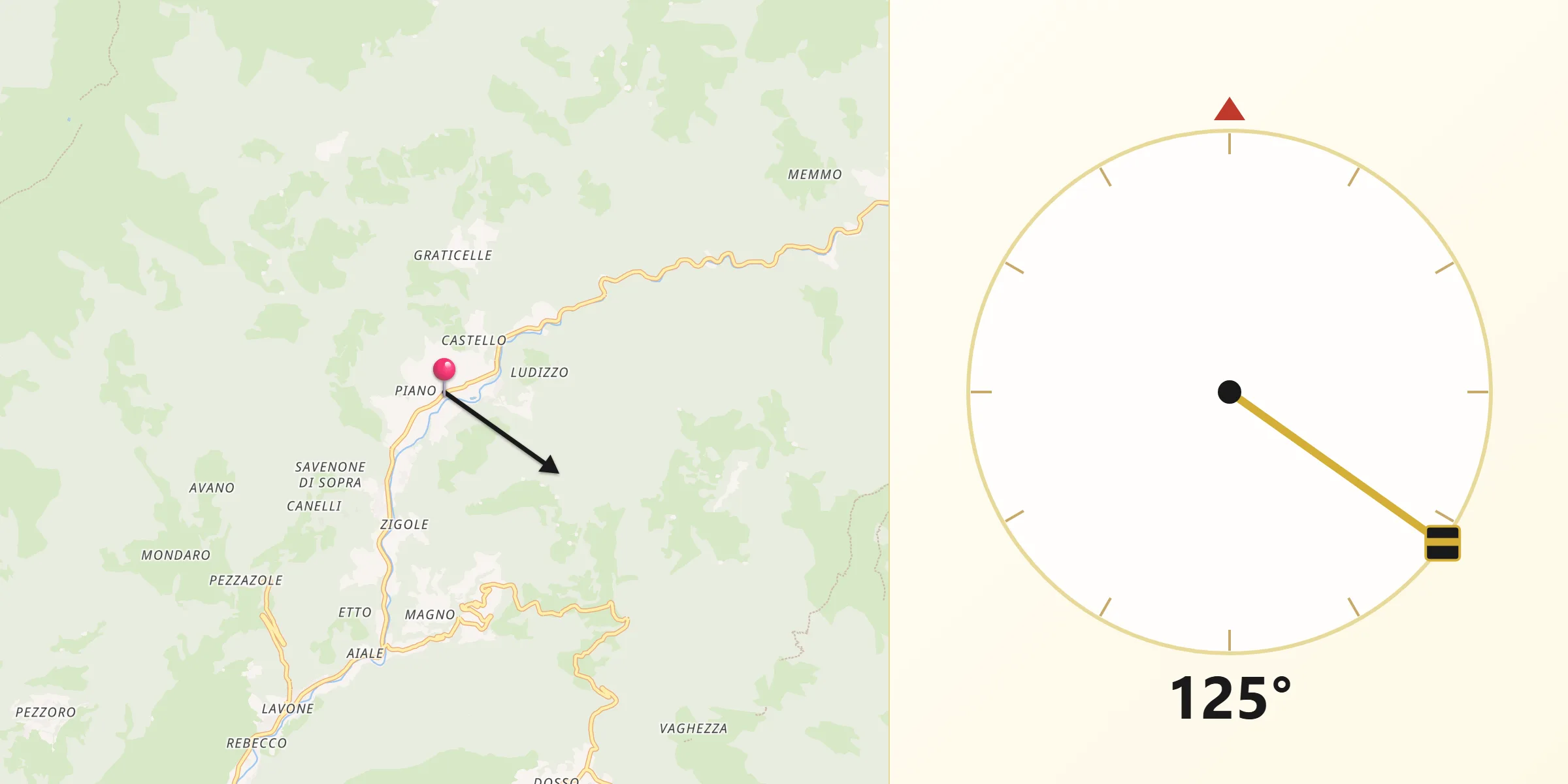 Direzione della Qibla da Bovegno