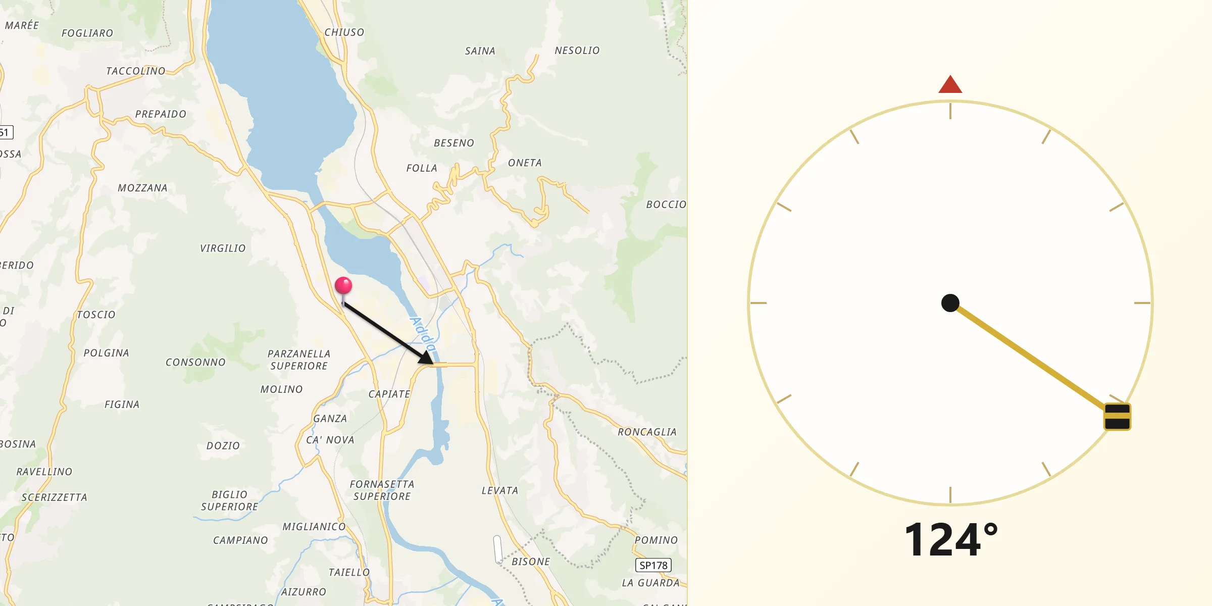 Direzione della Qibla da Olginate