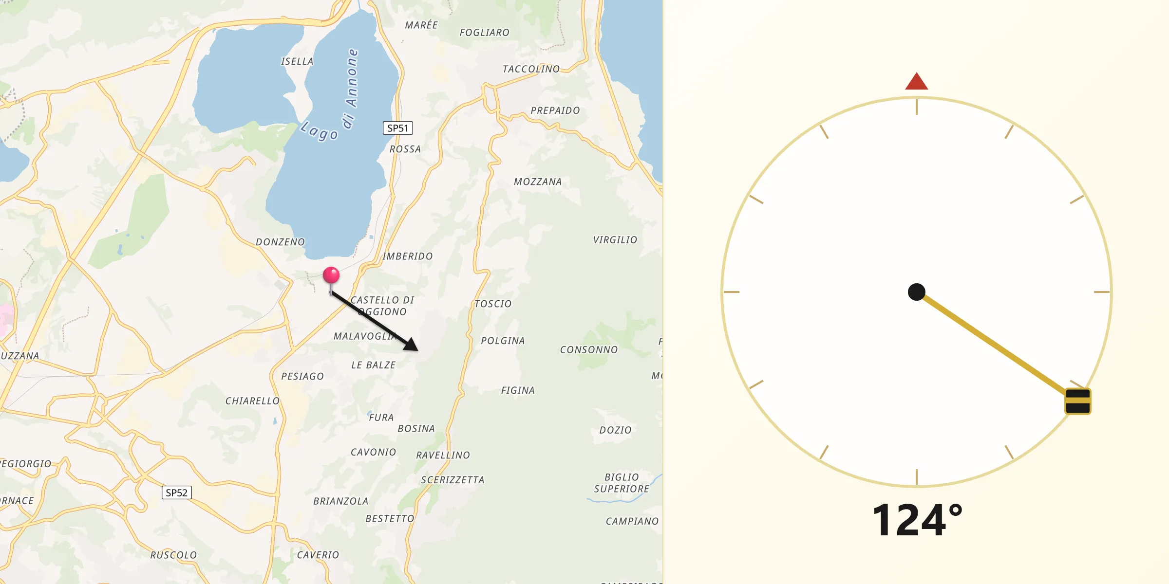 Direzione della Qibla da Oggiono