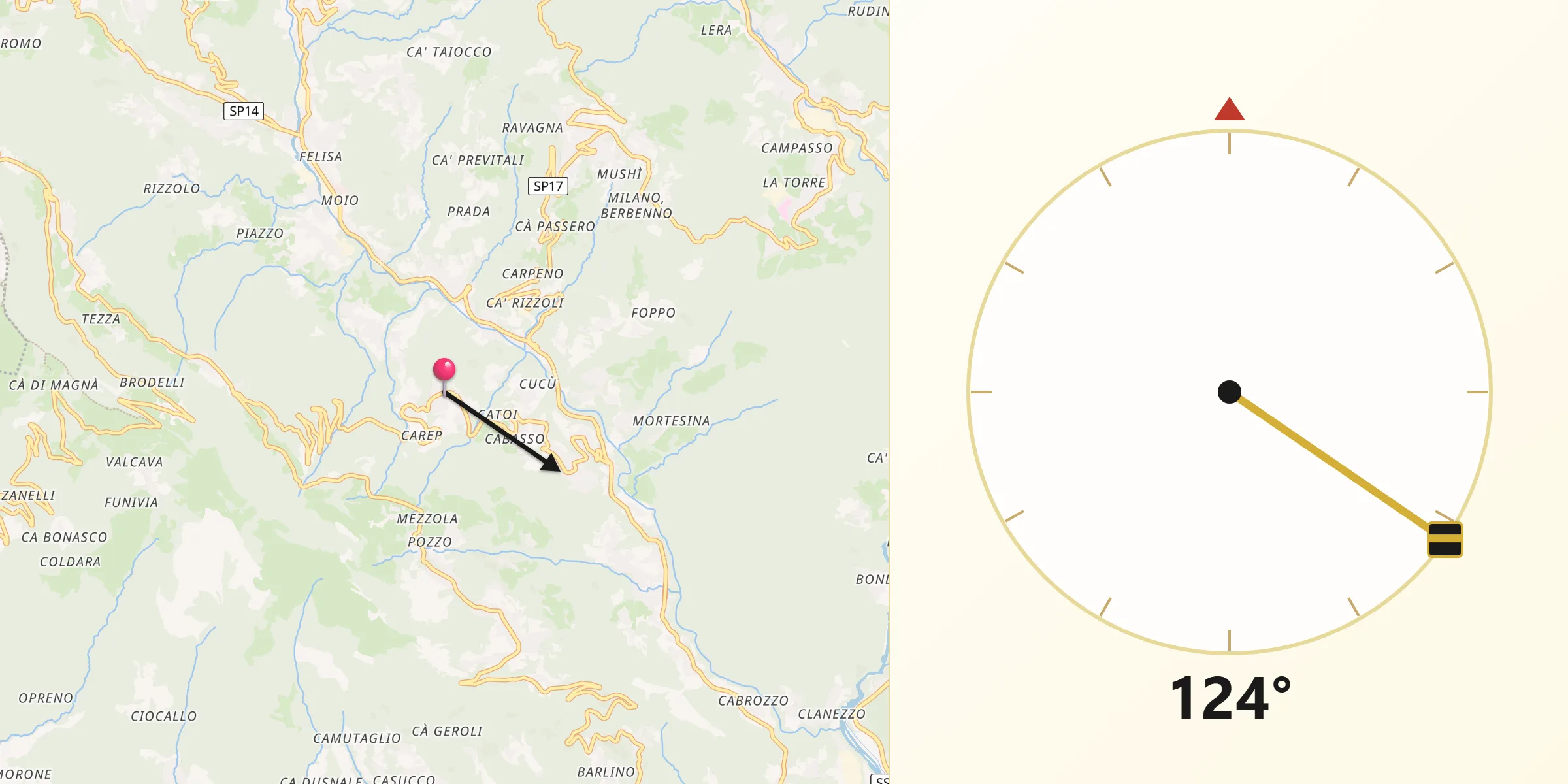Direzione della Qibla da Bedulita