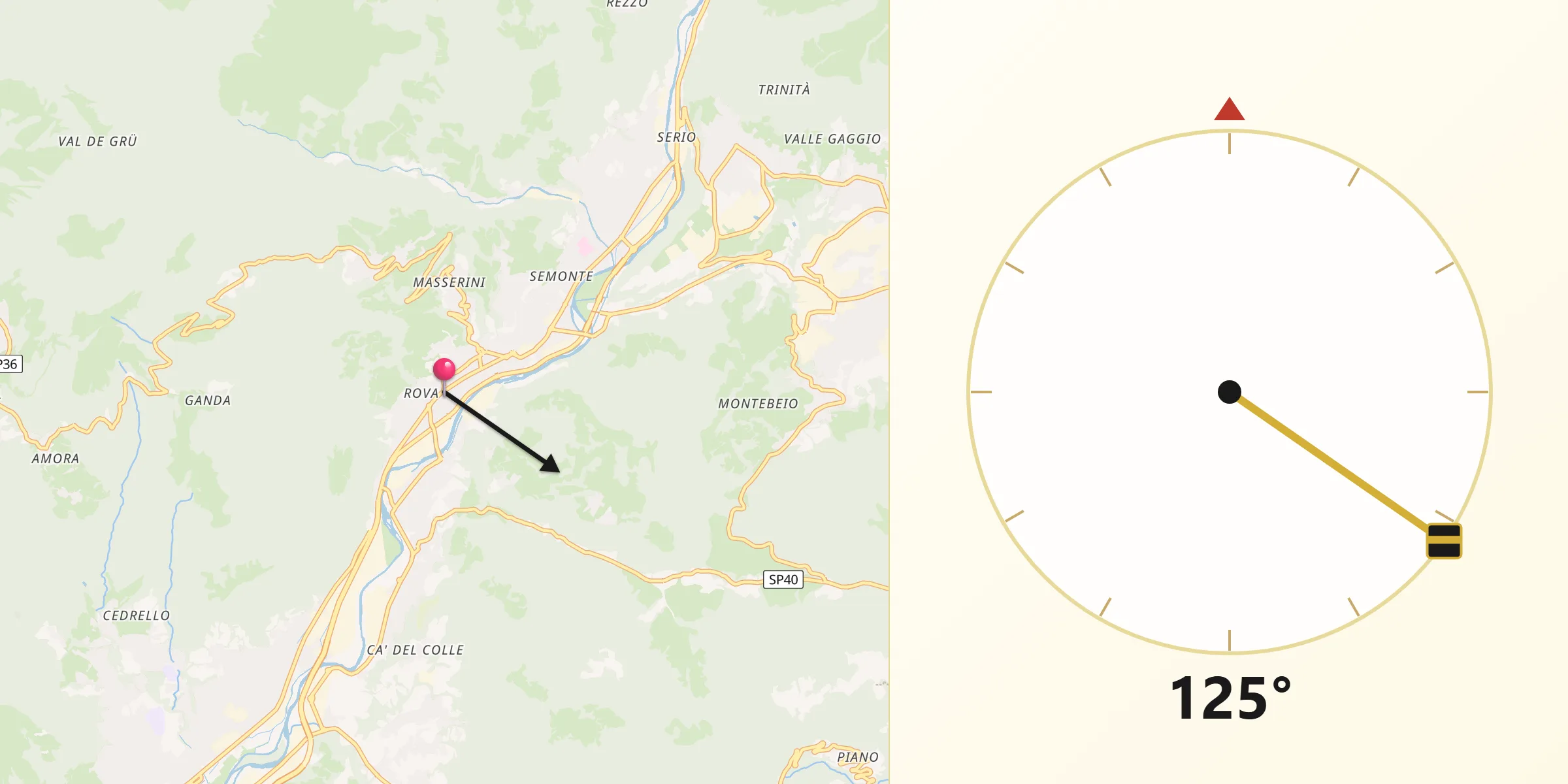 Direzione della Qibla da Gazzaniga