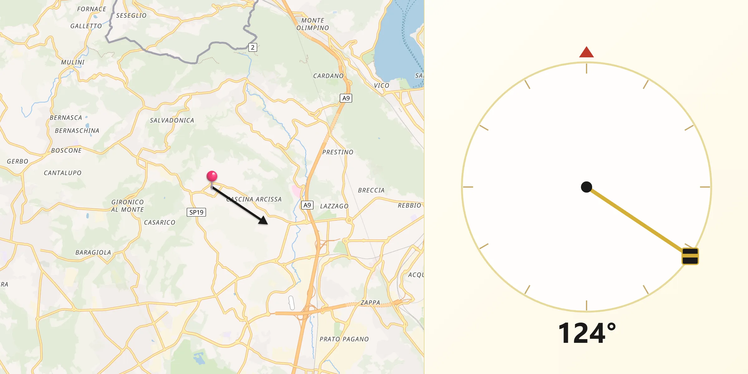 Direzione della Qibla da Montano