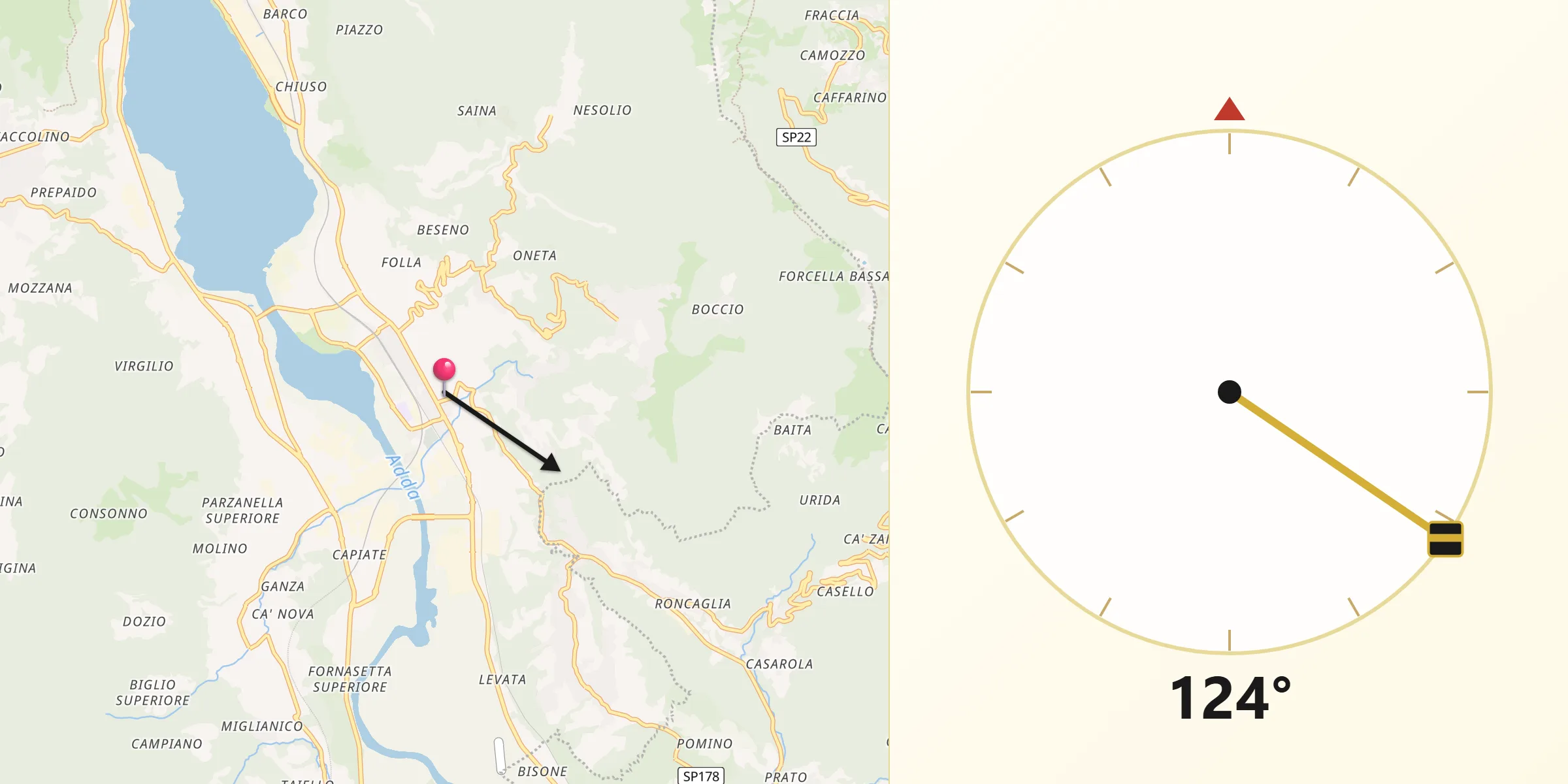 Direzione della Qibla da Calolziocorte