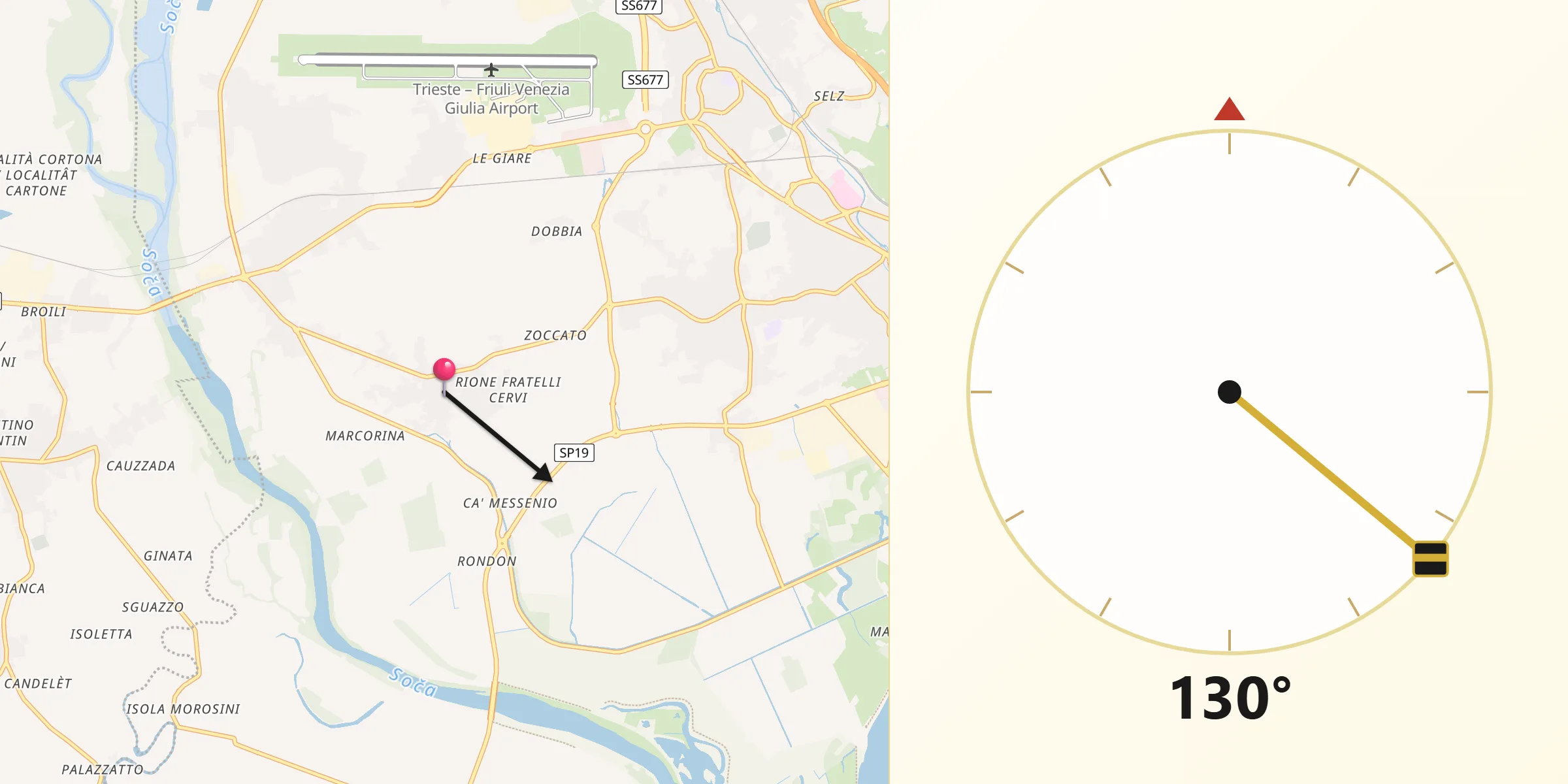 Direzione della Qibla da San Canzian d'Isonzo