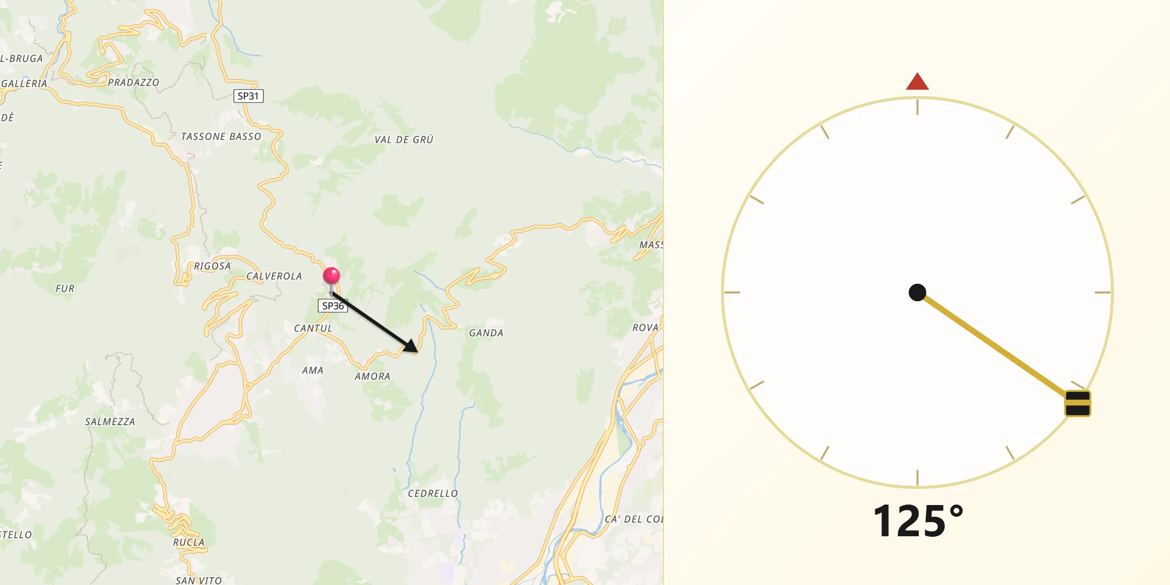 Direzione della Qibla da Aviatico