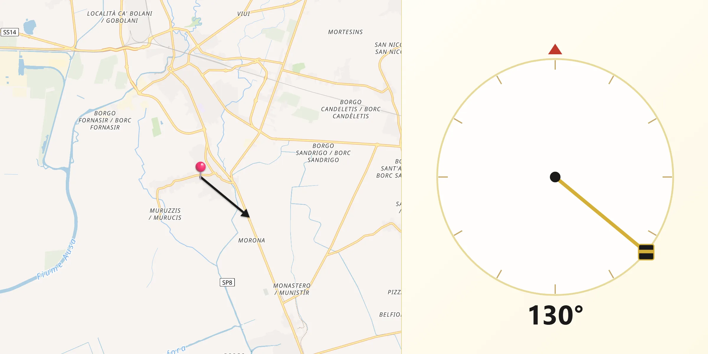 Direzione della Qibla da Terzo d'Aquileia
