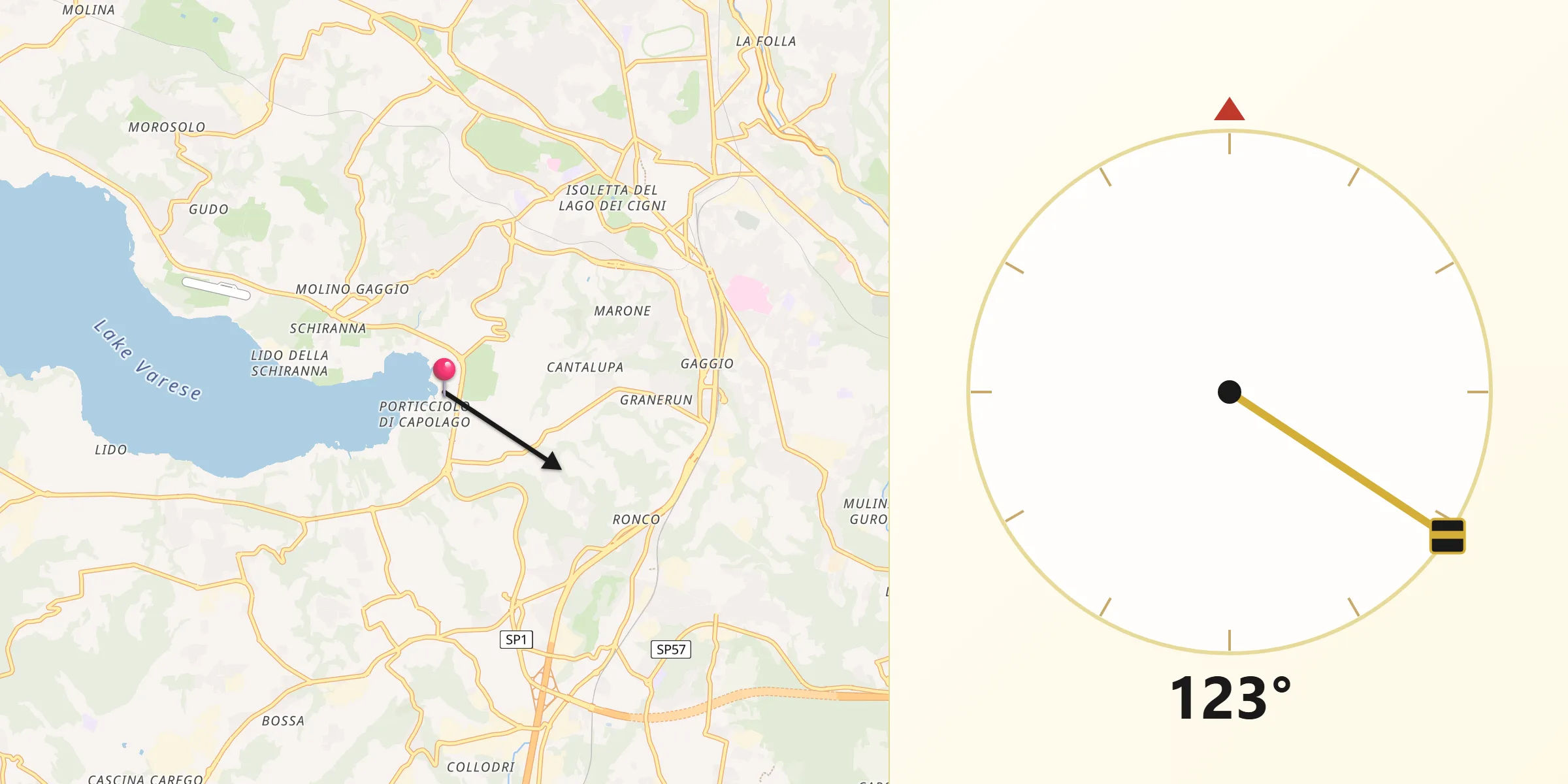 Direzione della Qibla da Provincia di Varese