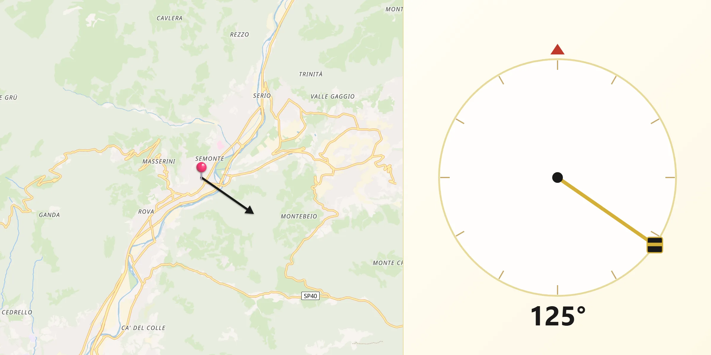 Direzione della Qibla da Fiorano al Serio