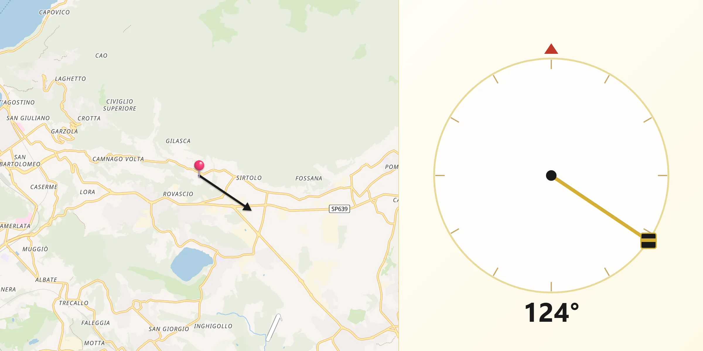 Direzione della Qibla da Tavernerio