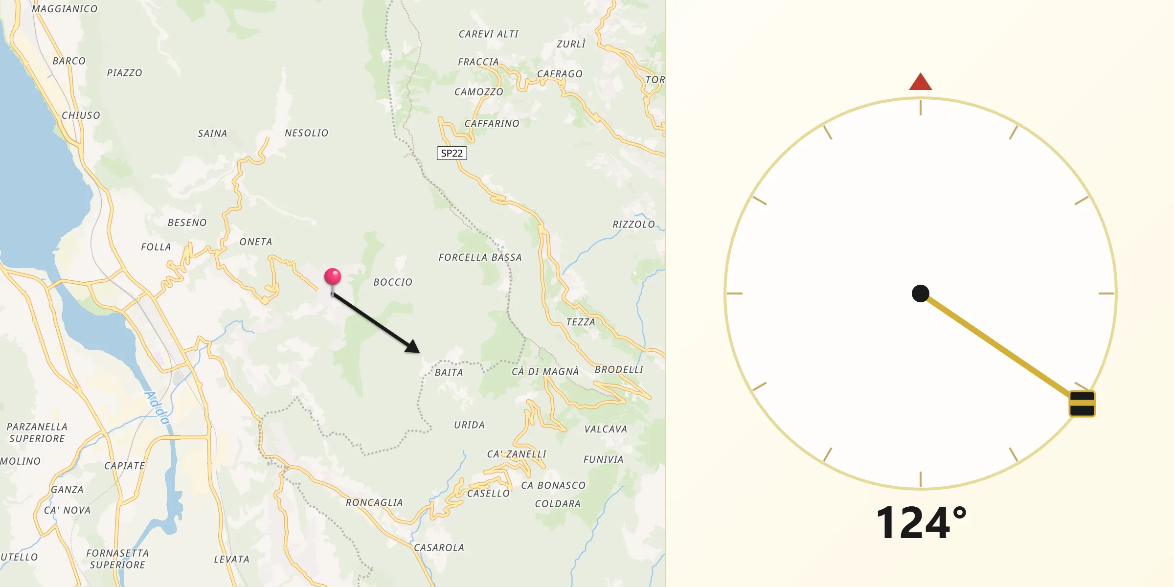 Direzione della Qibla da Carenno