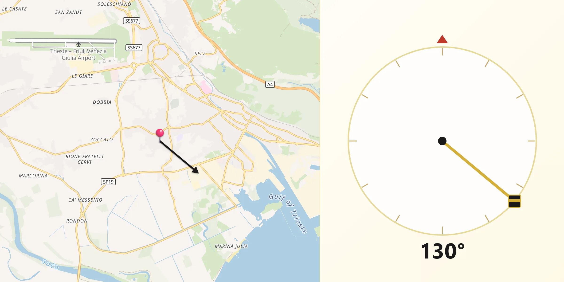 Direzione della Qibla da Staranzano