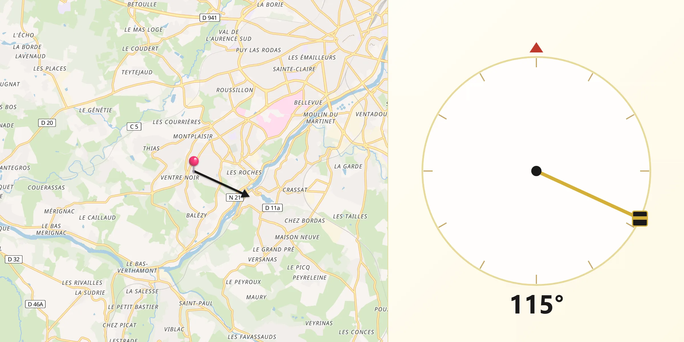Direction vers la Qibla depuis Isle
