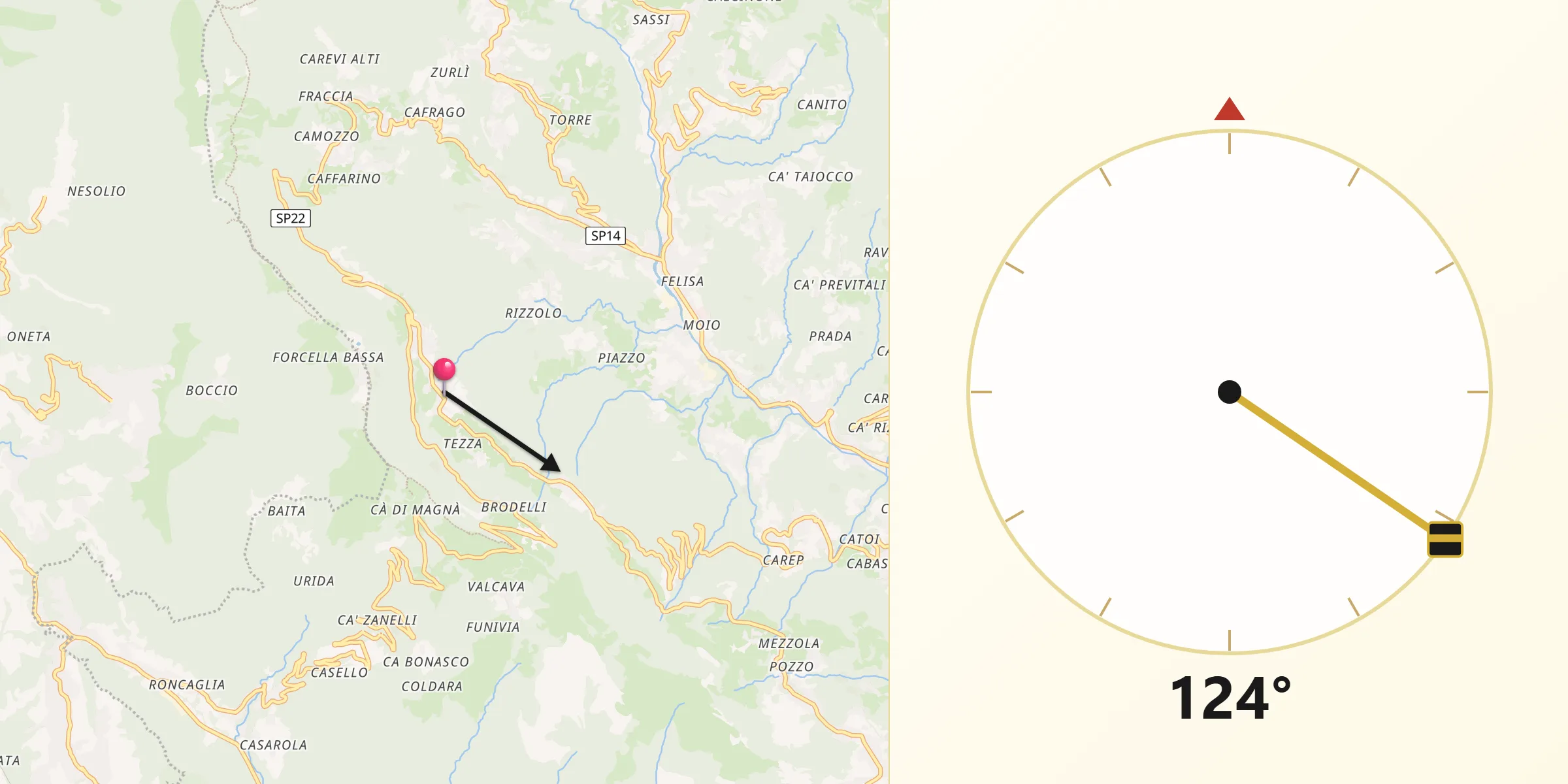 Direzione della Qibla da Costa Valle Imagna