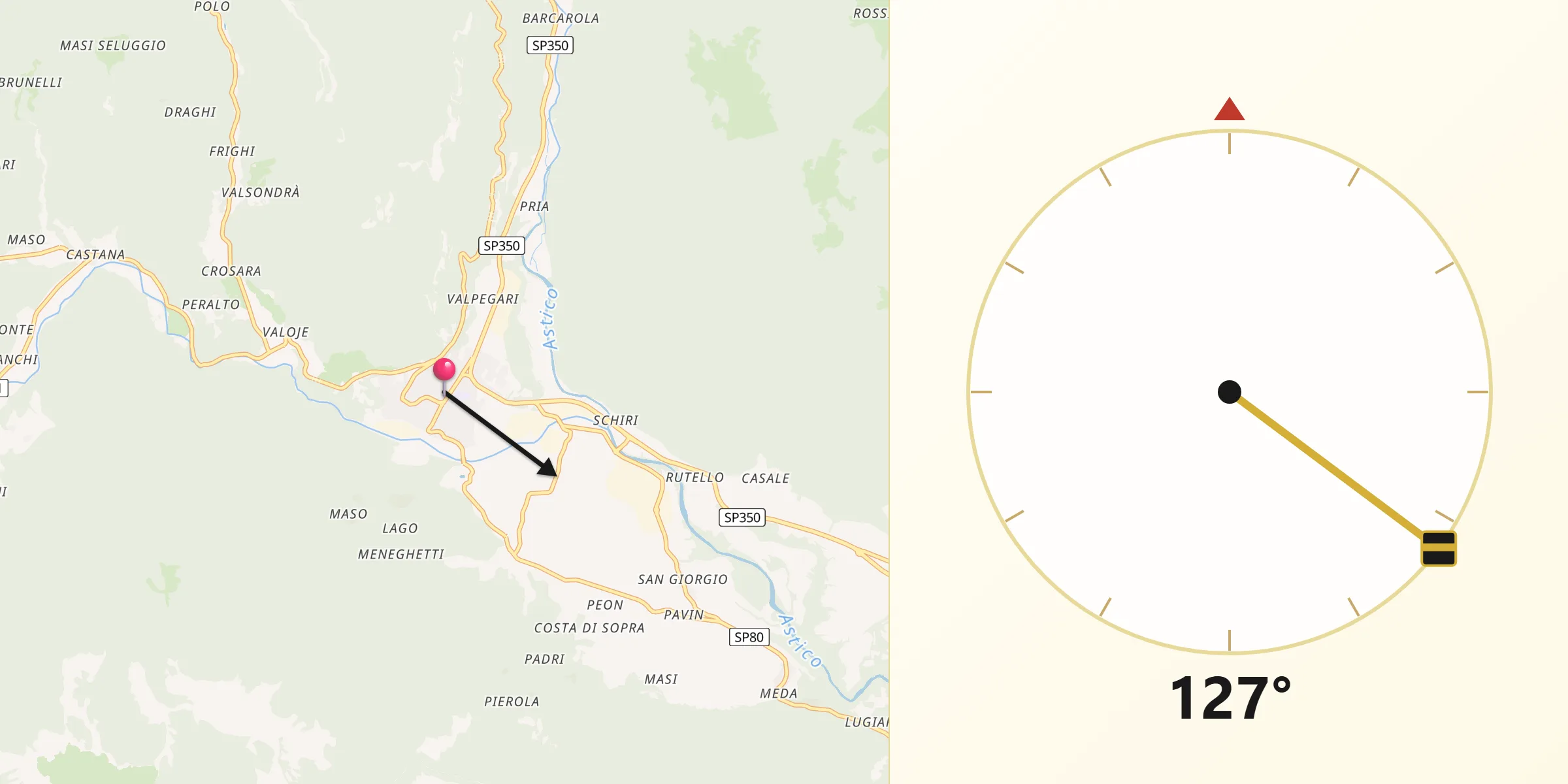 Direzione della Qibla da Arsiero