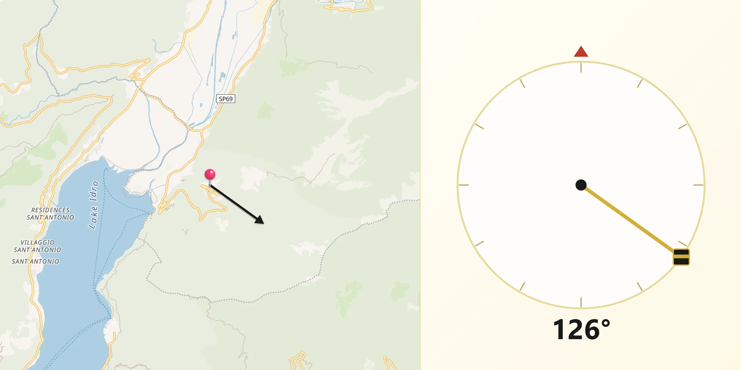 Direzione della Qibla da Bondone