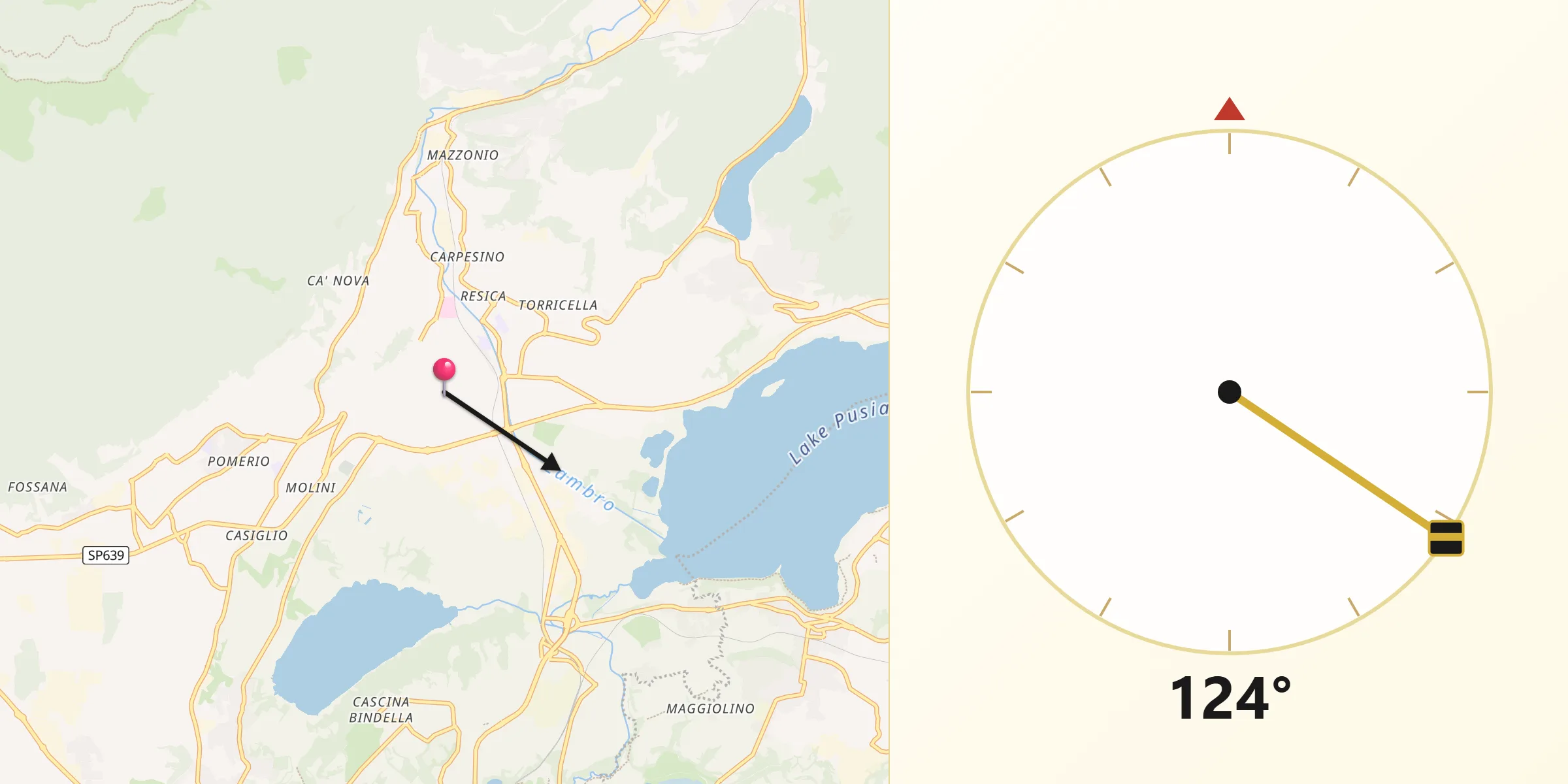 Direzione della Qibla da Erba