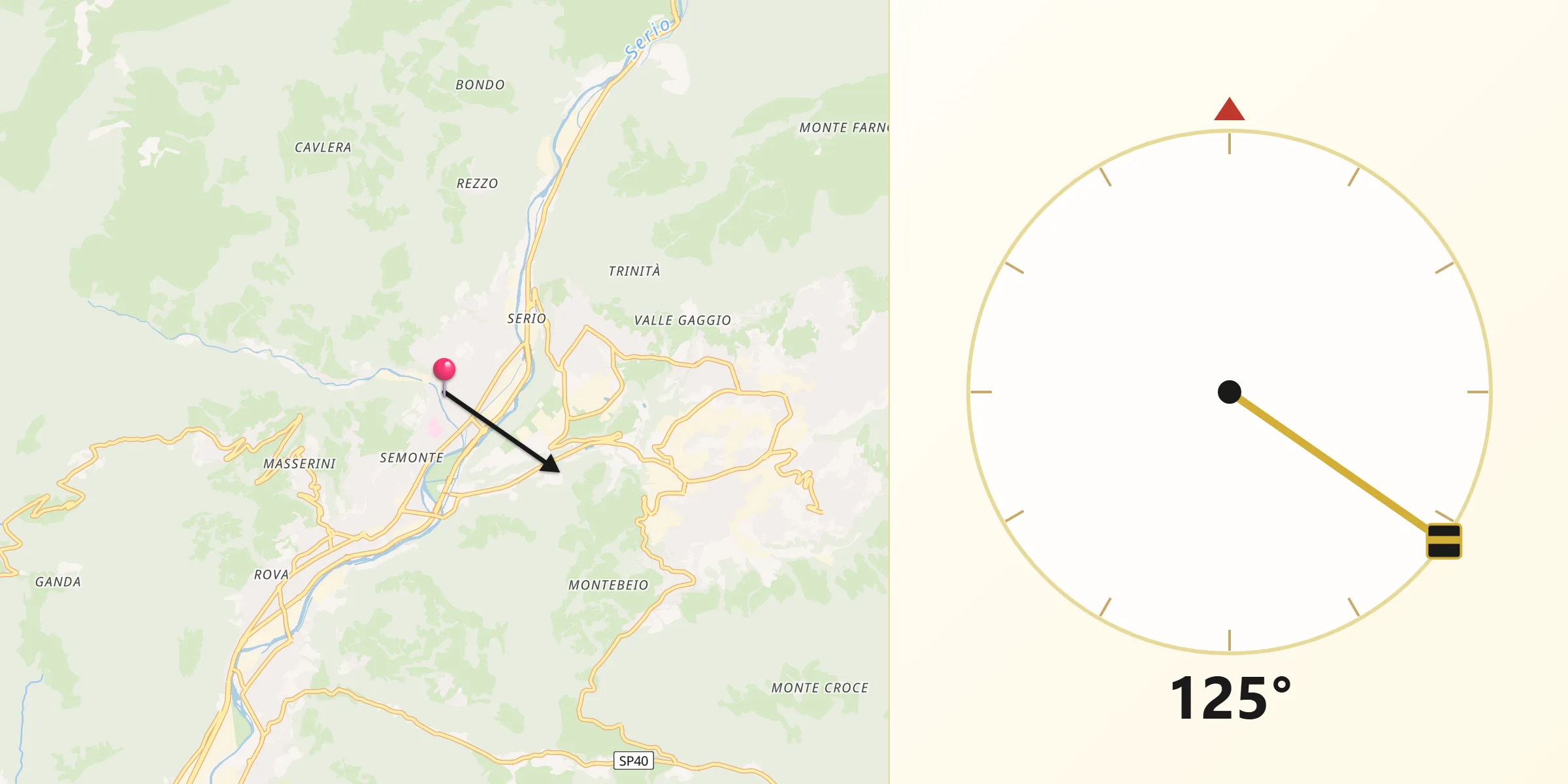 Direzione della Qibla da Vertova