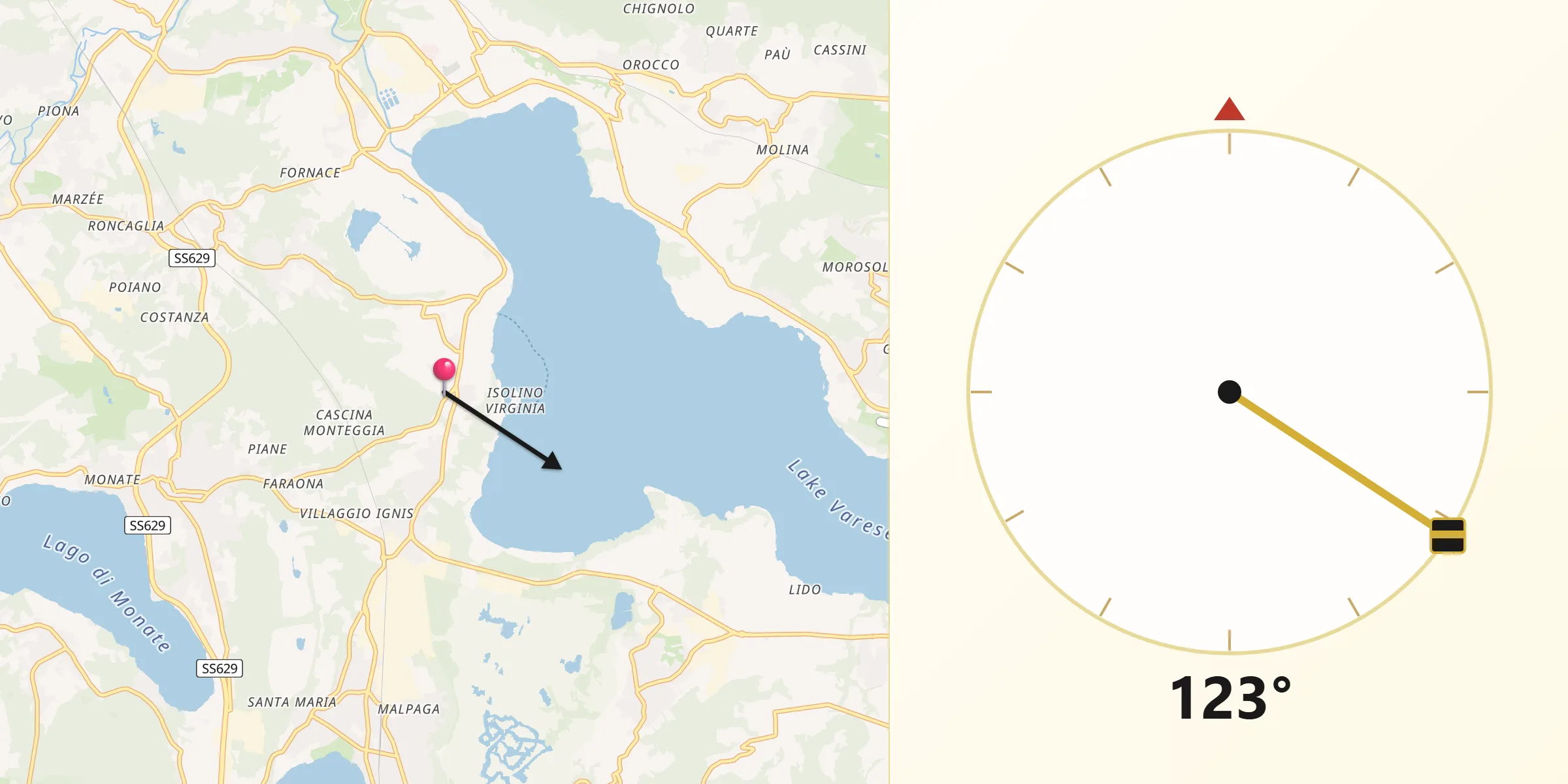 Direzione della Qibla da Biandronno