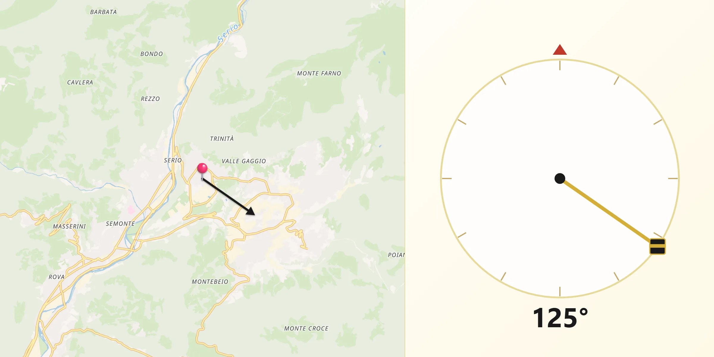 Direzione della Qibla da Casnigo