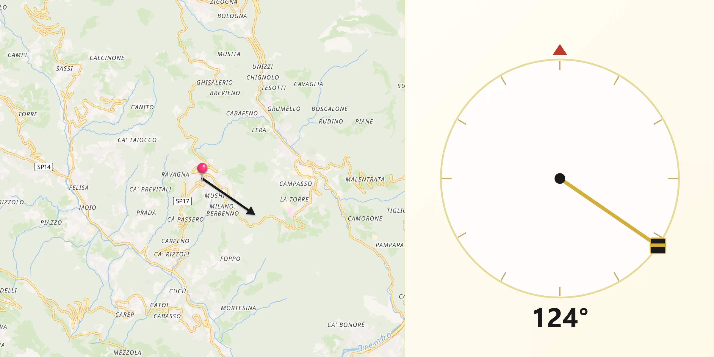 Direzione della Qibla da Berbenno